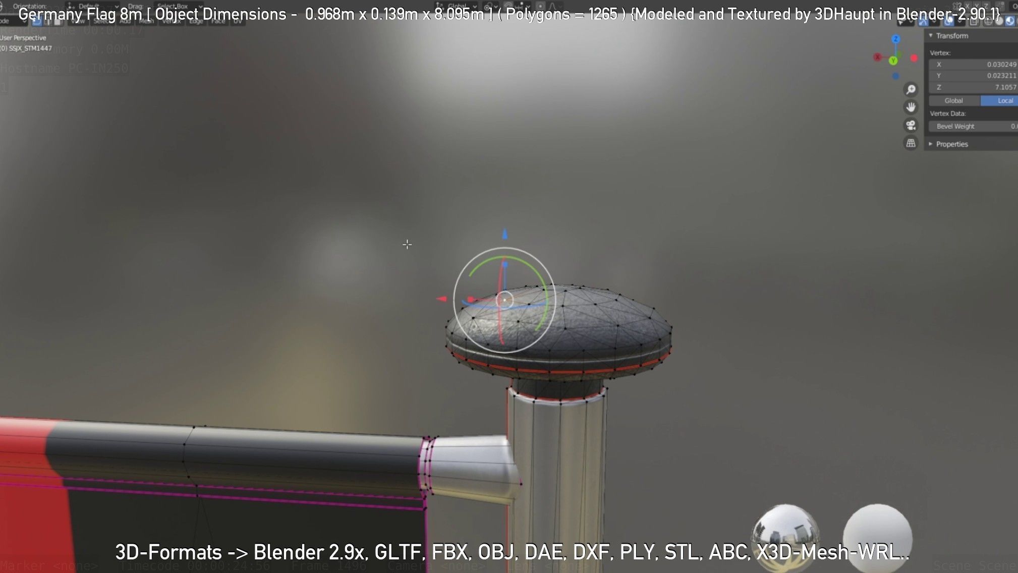 Germany Flag 8m Low-poly 3D model_27