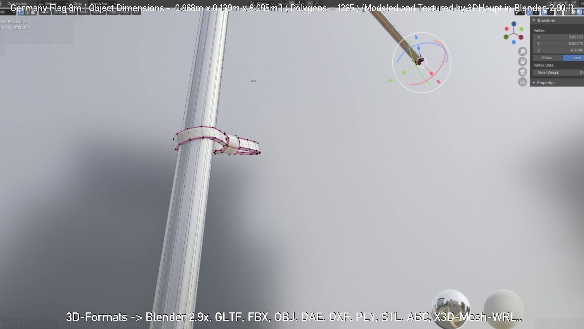 Germany Flag 8m Low-poly 3D model_78