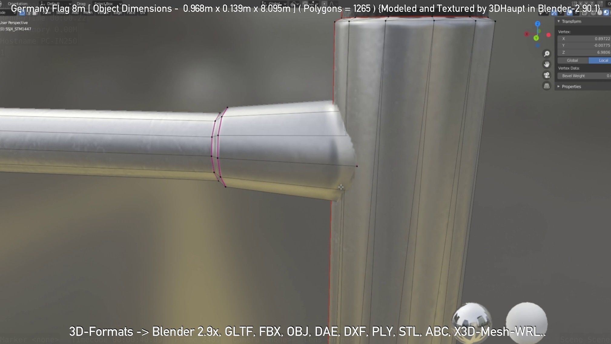 Germany Flag 8m Low-poly 3D model_115