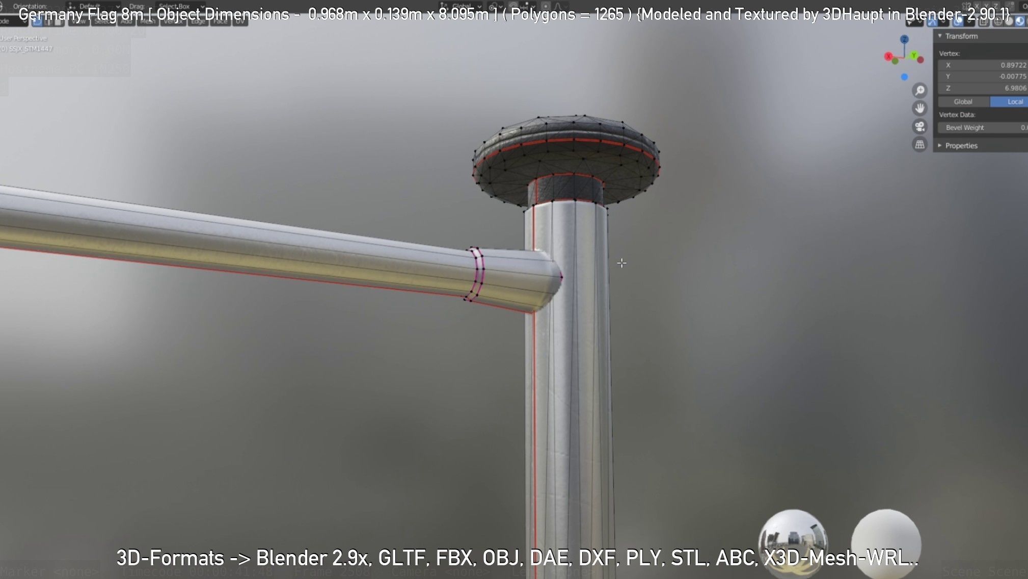 Germany Flag 8m Low-poly 3D model_117