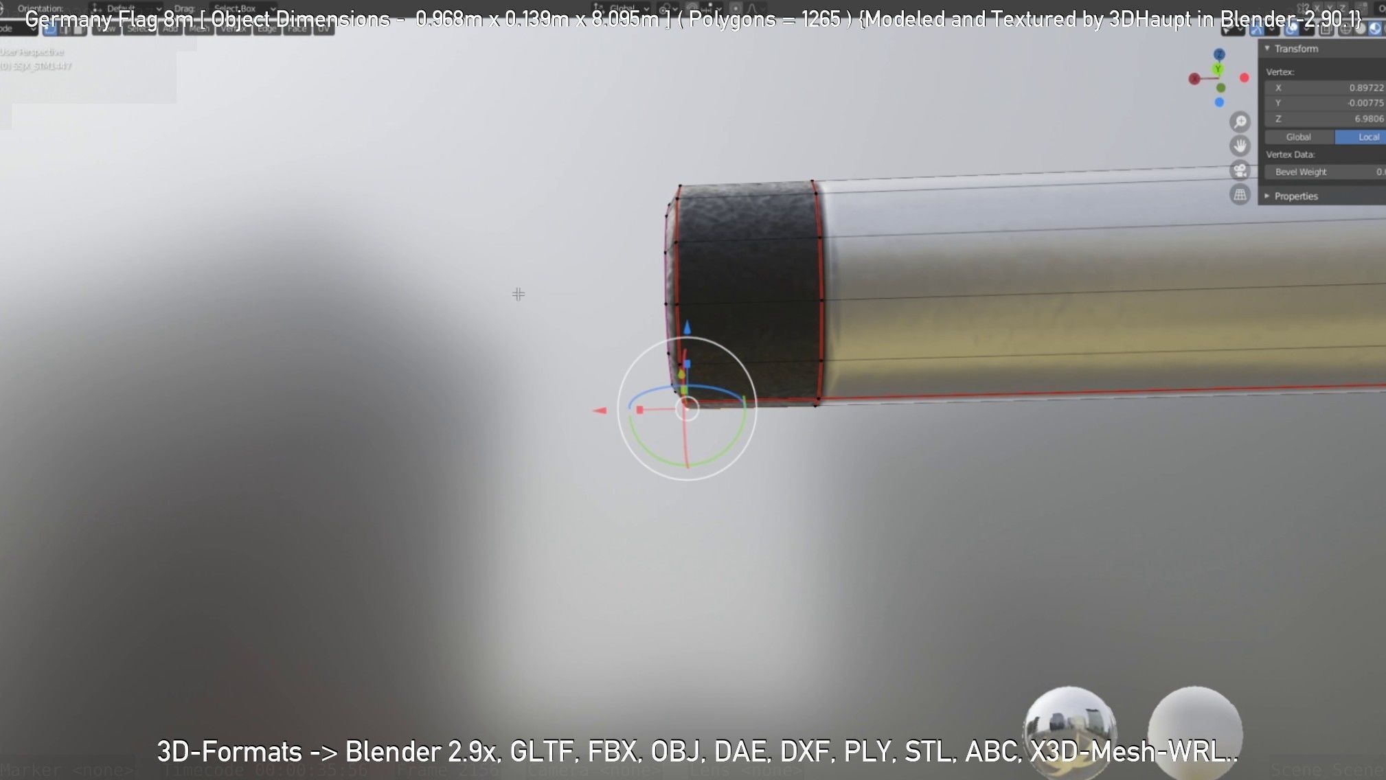 Germany Flag 8m Low-poly 3D model_108