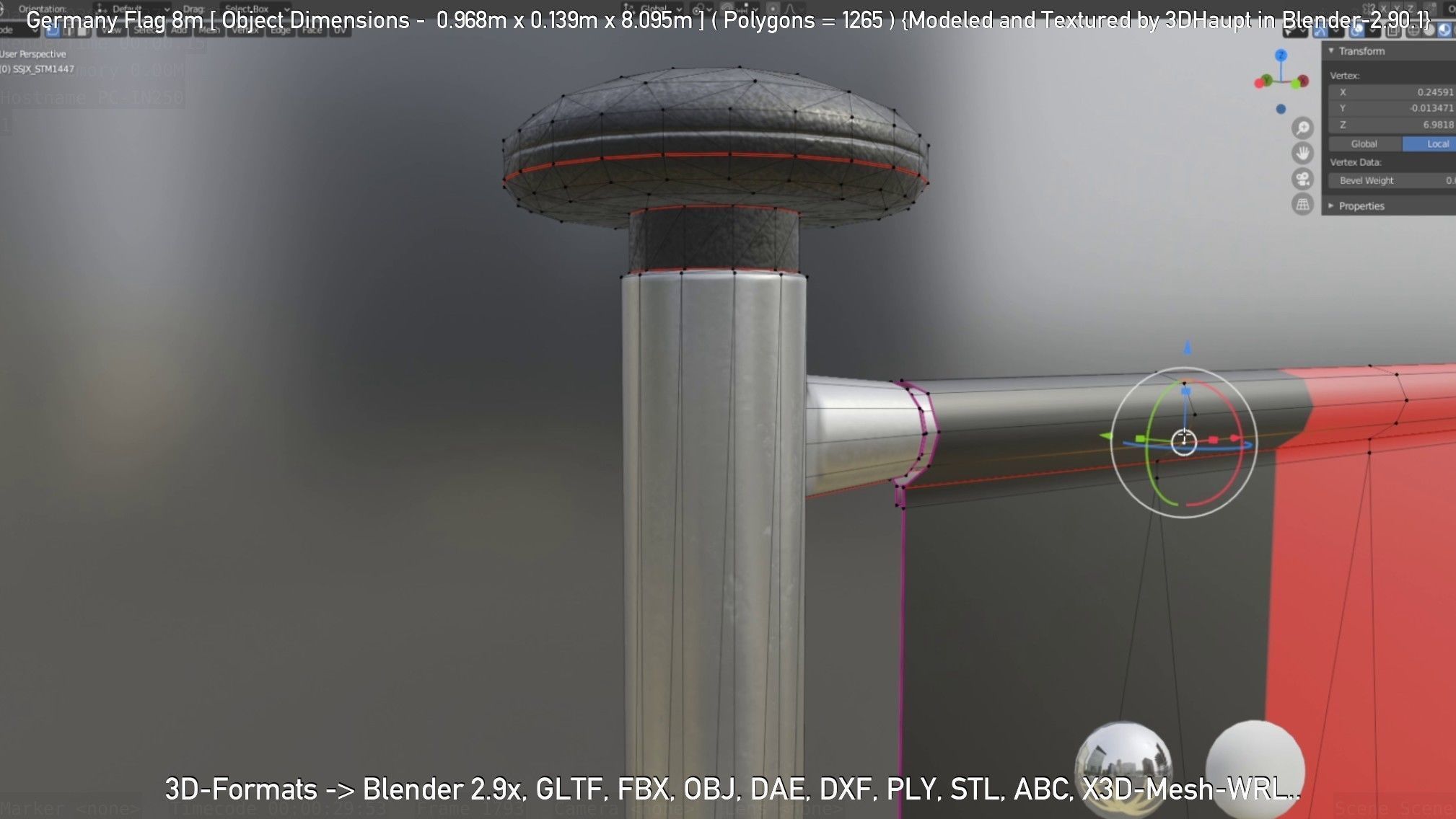 Germany Flag 8m Low-poly 3D model_41