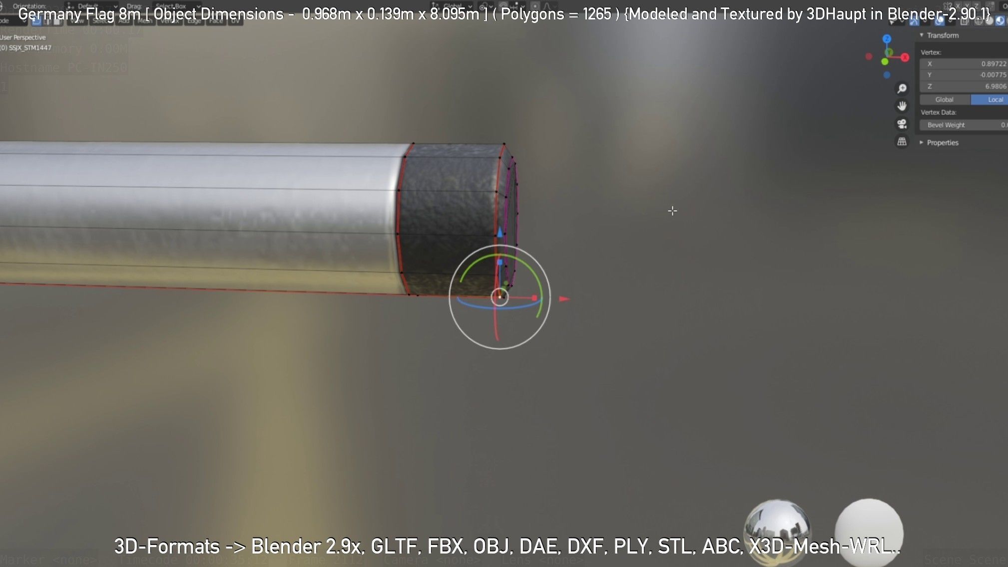 Germany Flag 8m Low-poly 3D model_8