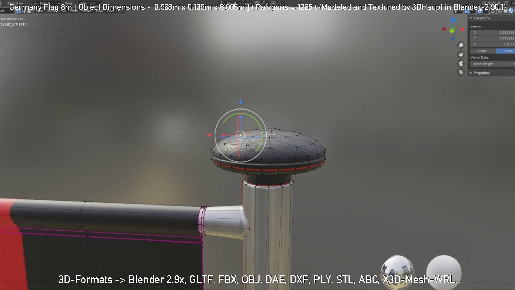 Germany Flag 8m Low-poly 3D model_107