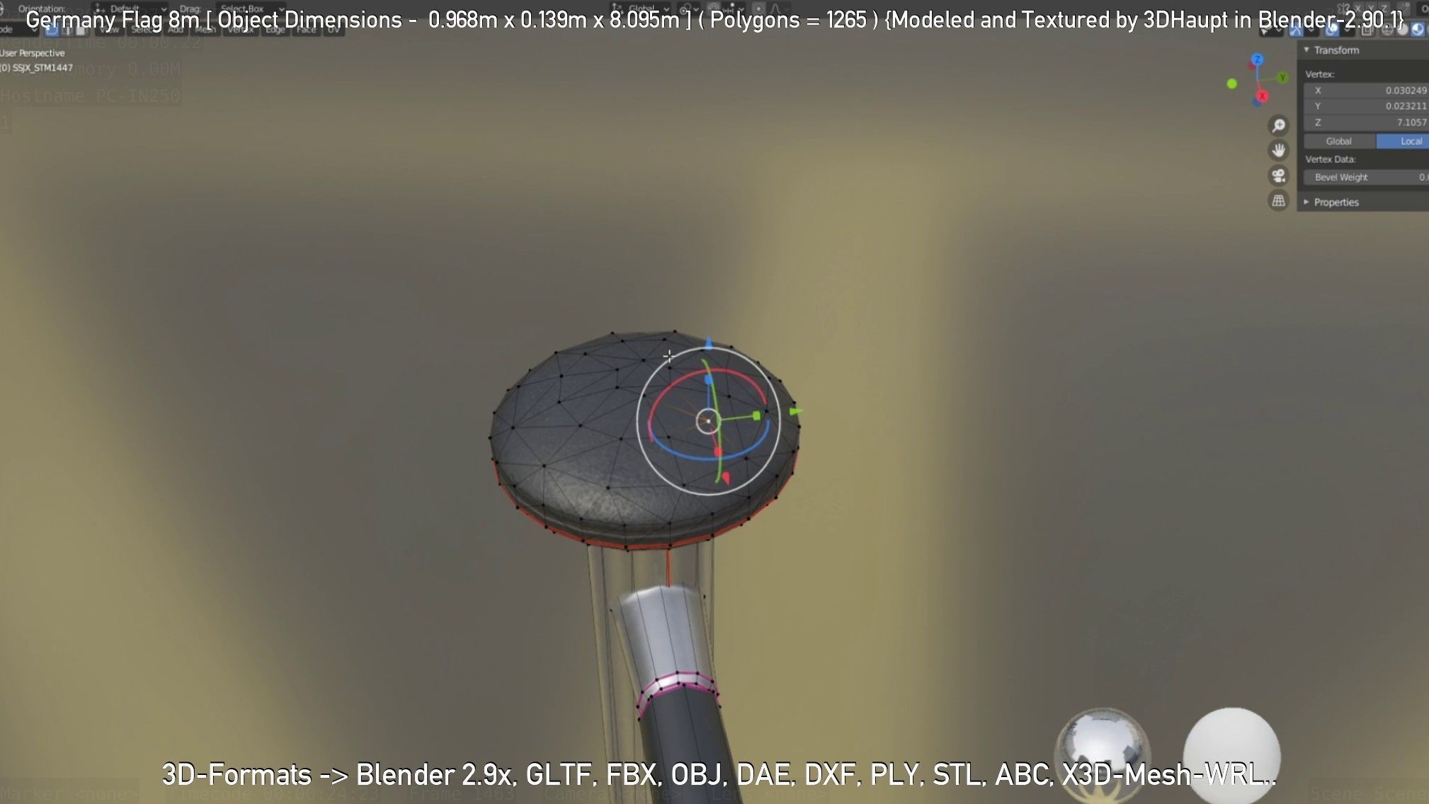 Germany Flag 8m Low-poly 3D model_36