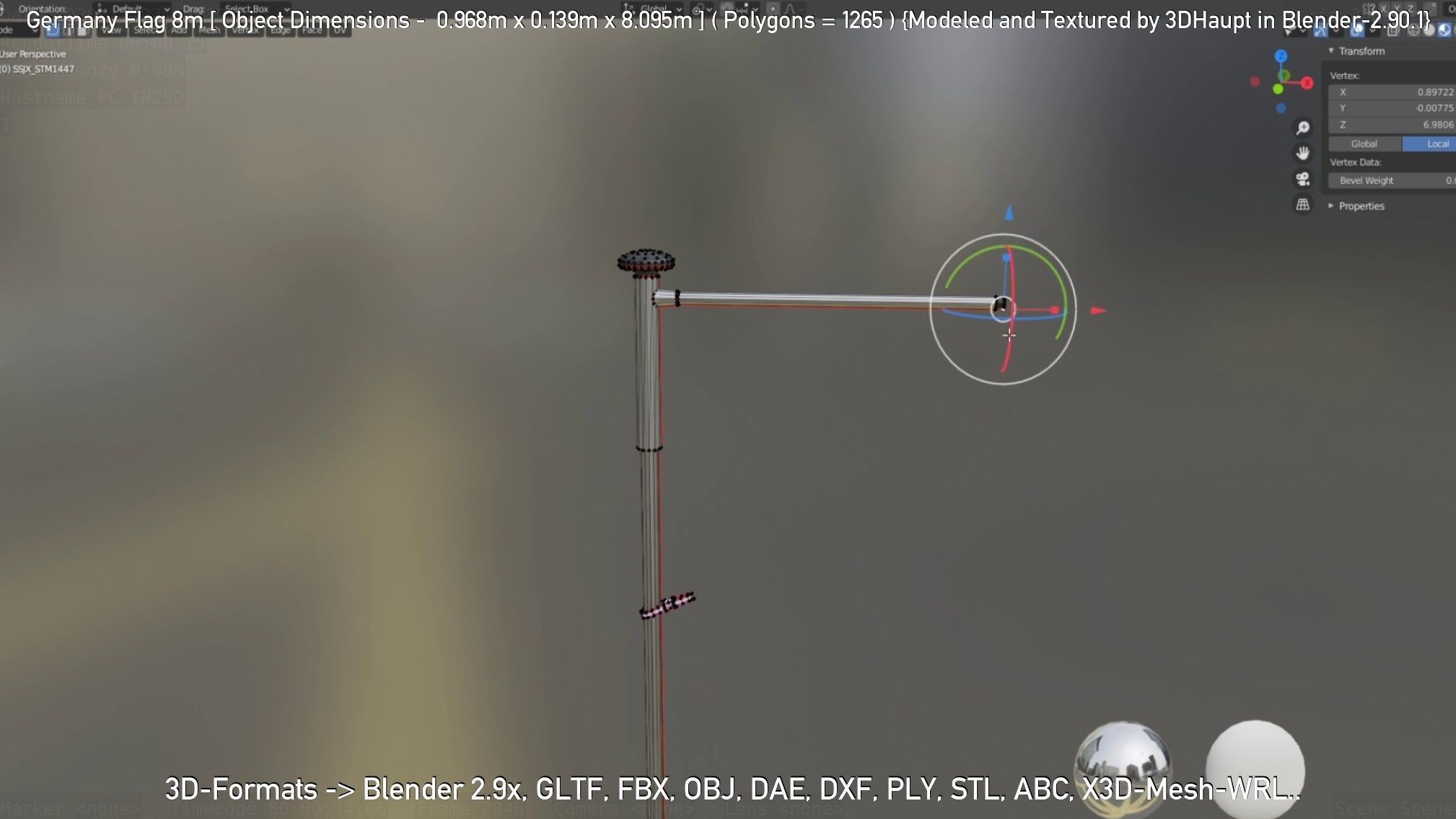 Germany Flag 8m Low-poly 3D model_97