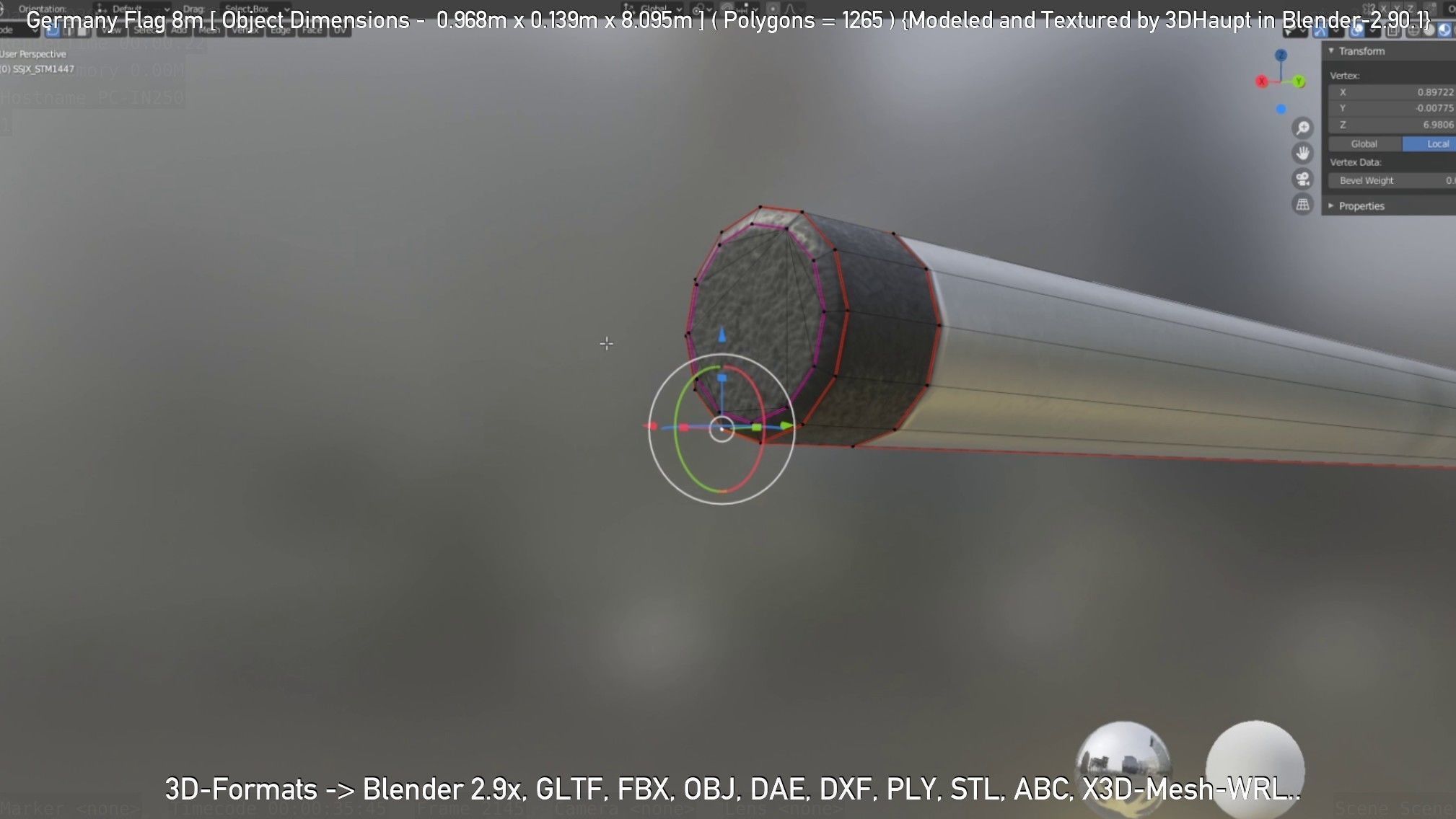 Germany Flag 8m Low-poly 3D model_9