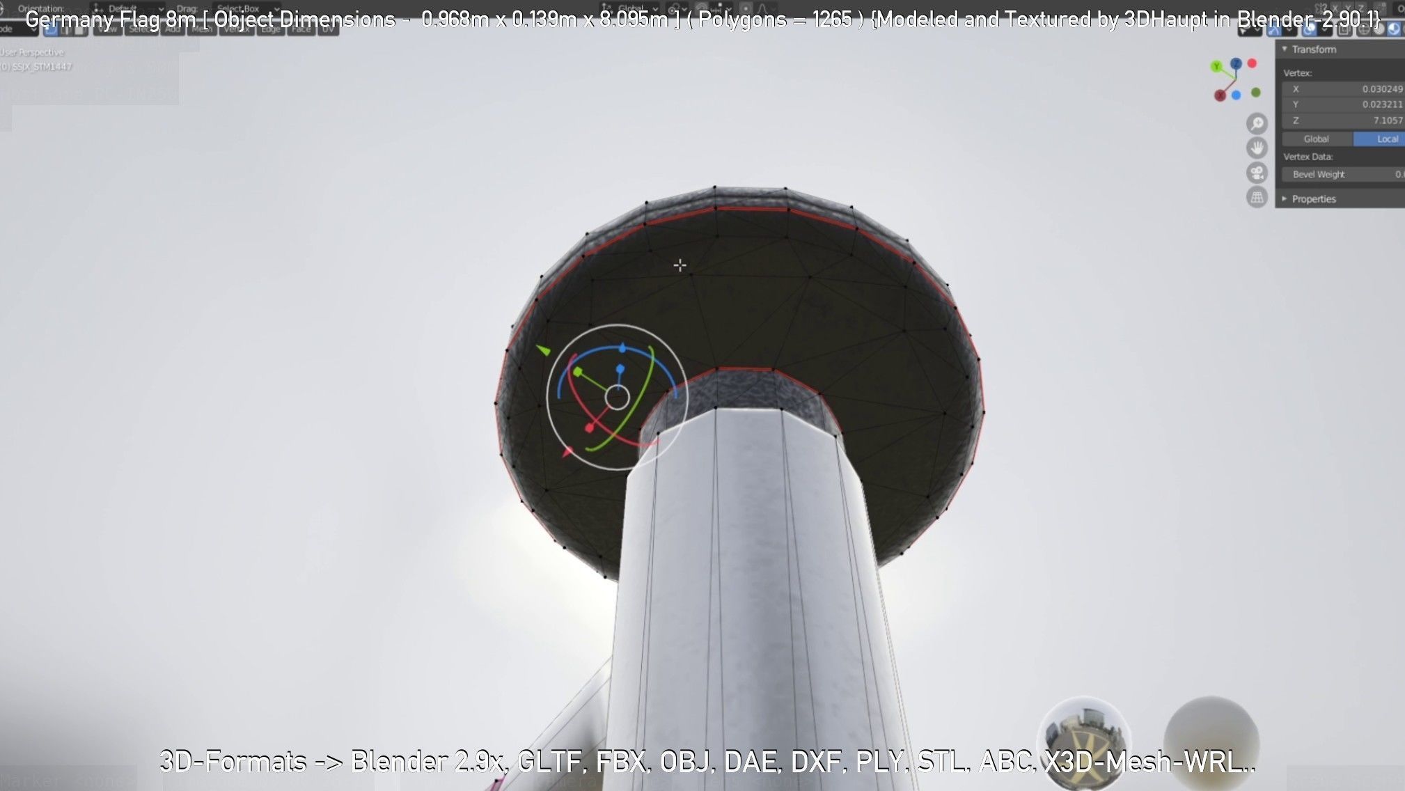 Germany Flag 8m Low-poly 3D model_37