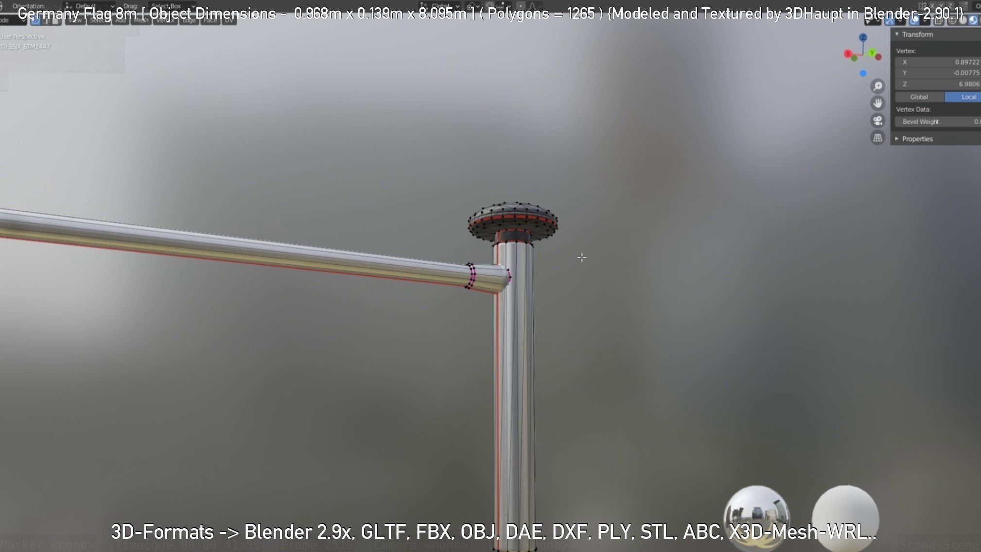 Germany Flag 8m Low-poly 3D model_52