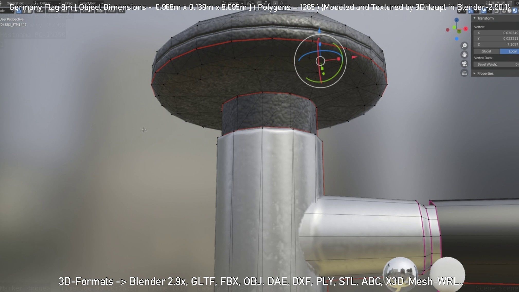 Germany Flag 8m Low-poly 3D model_109