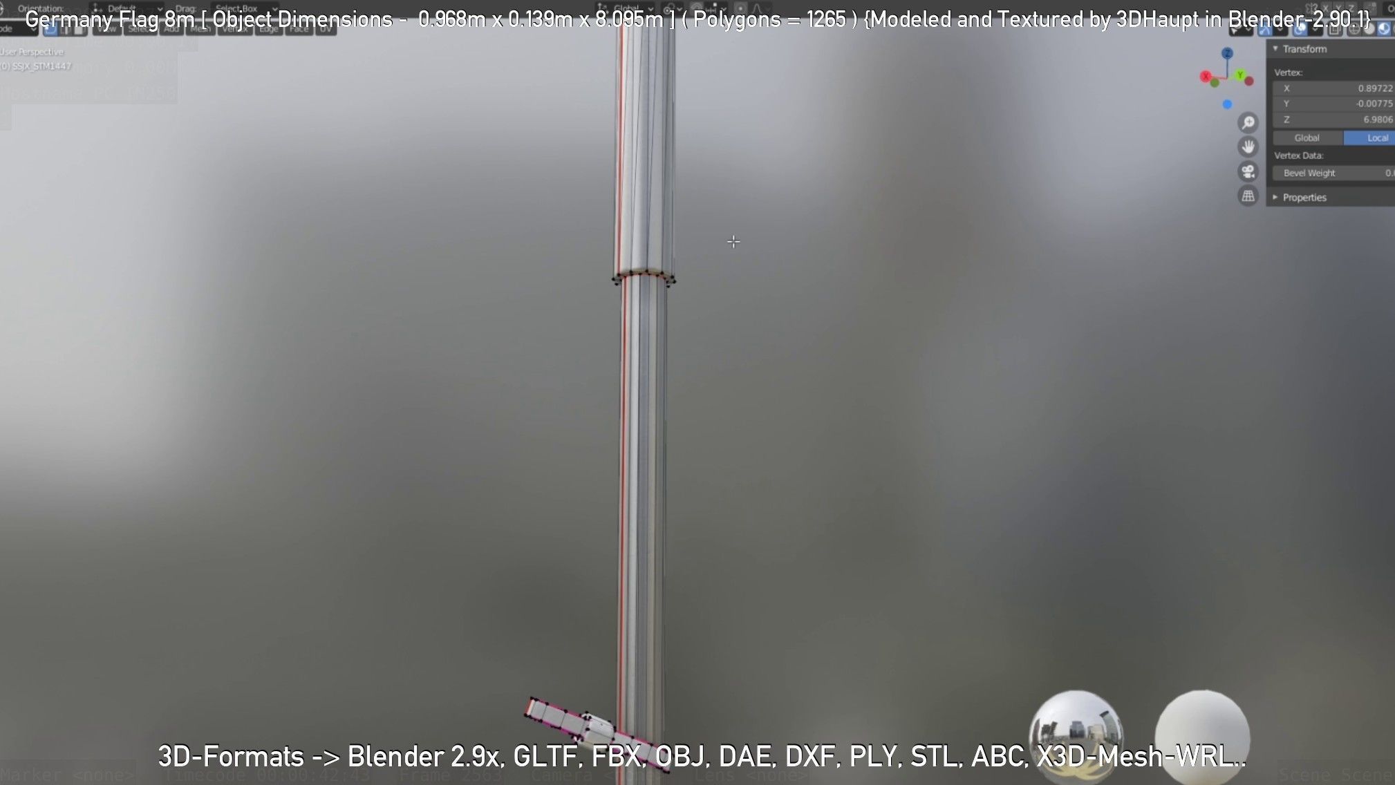 Germany Flag 8m Low-poly 3D model_76