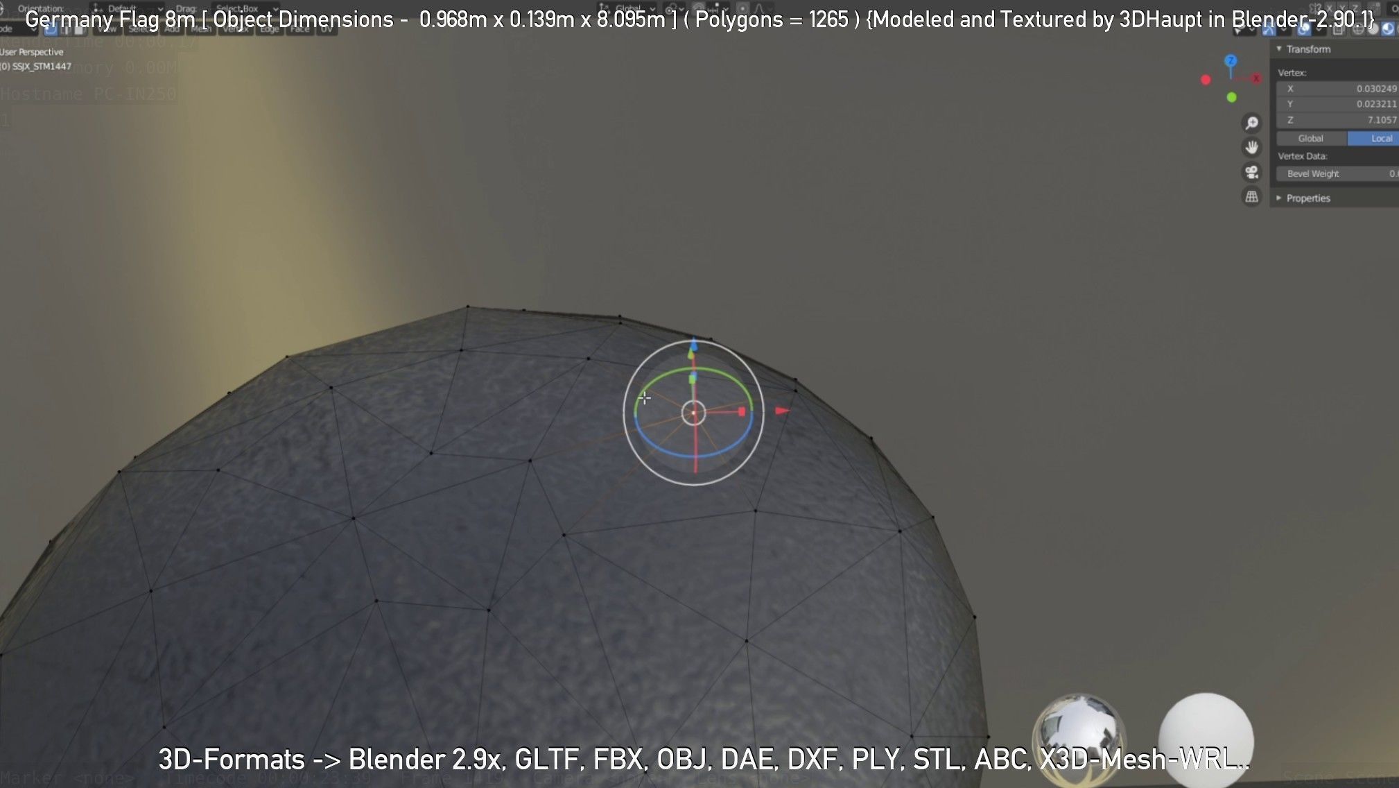 Germany Flag 8m Low-poly 3D model_106