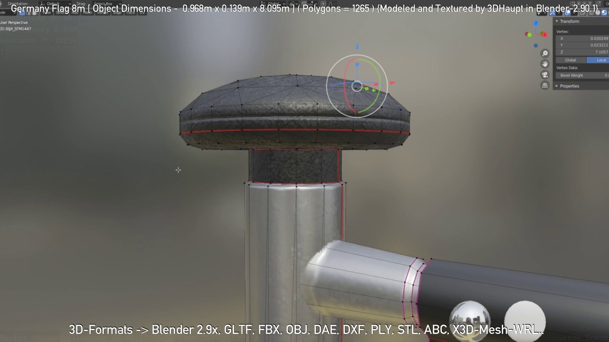 Germany Flag 8m Low-poly 3D model_38