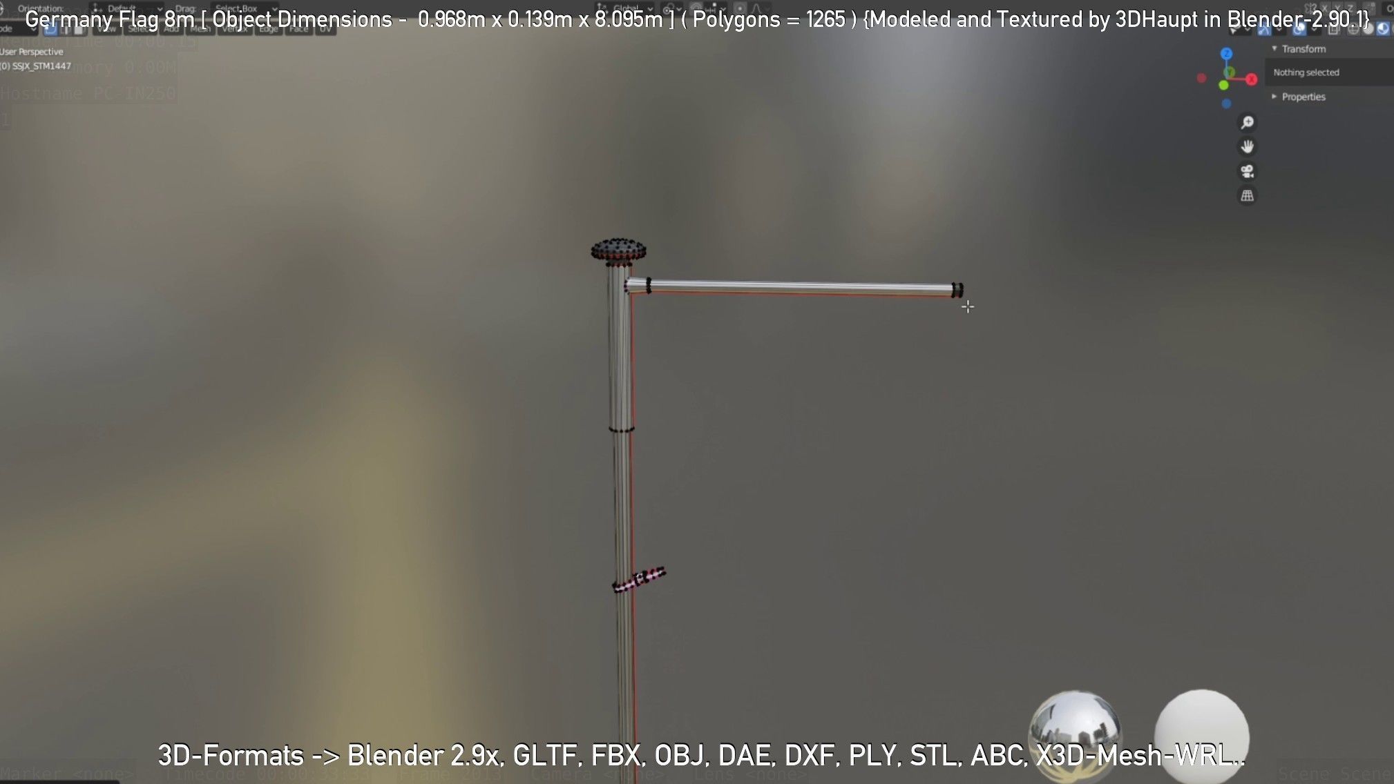 Germany Flag 8m Low-poly 3D model_44