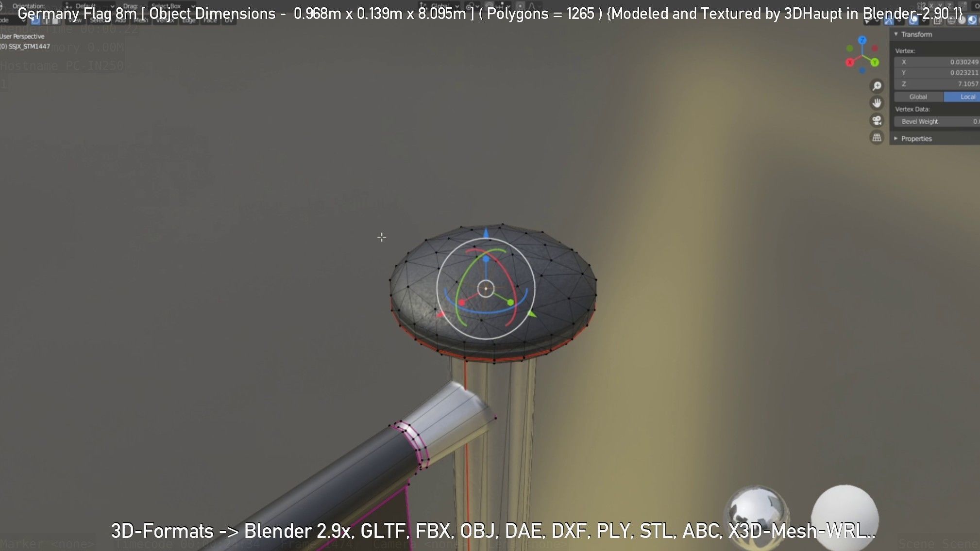 Germany Flag 8m Low-poly 3D model_26