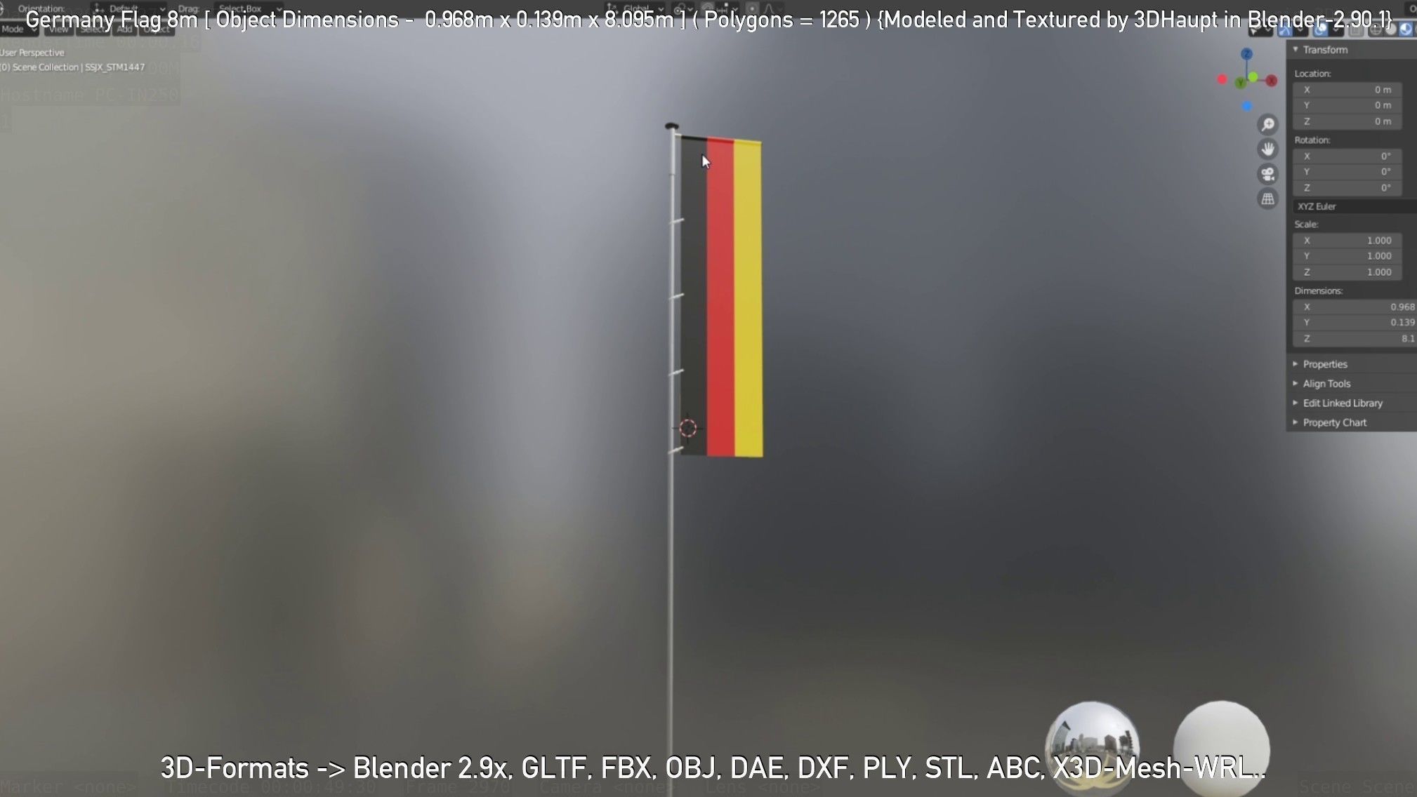 Germany Flag 8m Low-poly 3D model_81