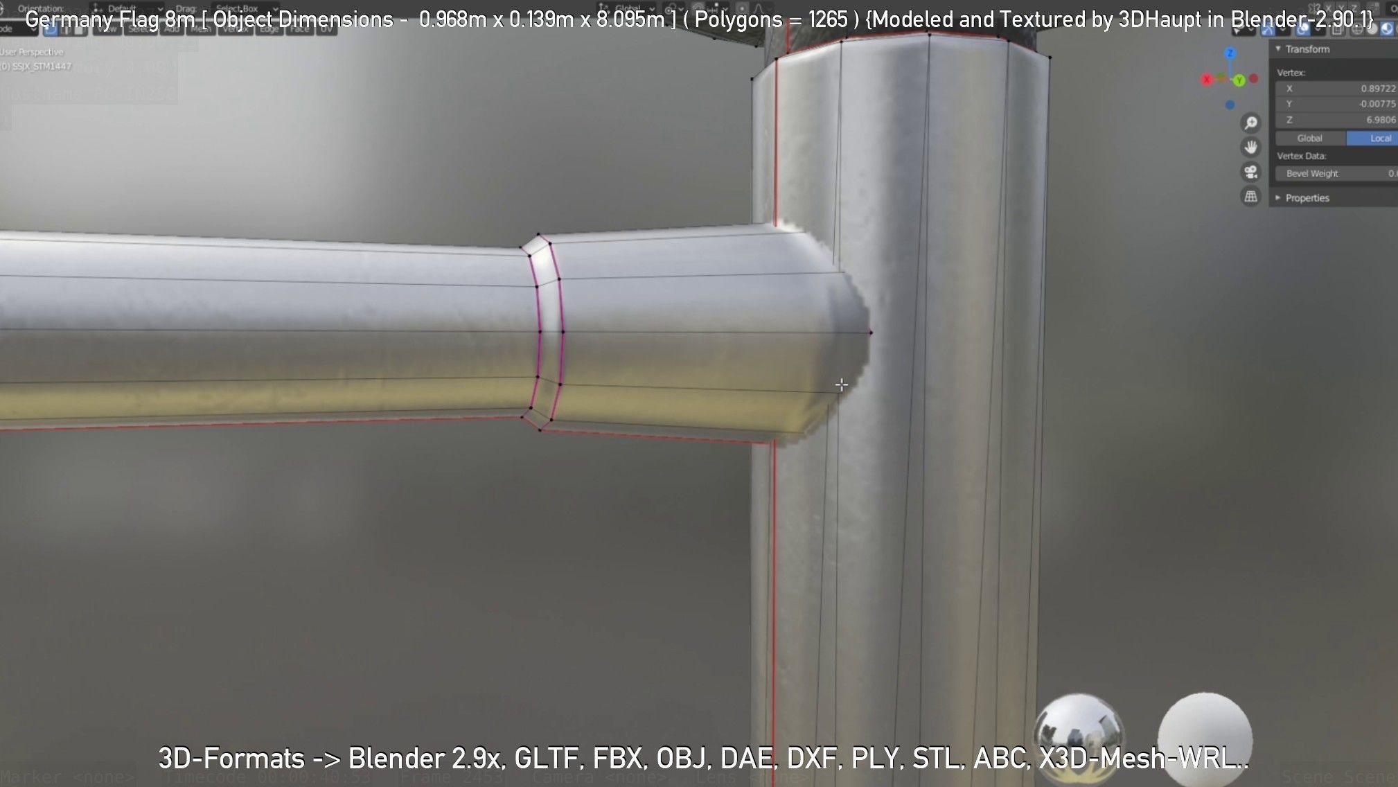 Germany Flag 8m Low-poly 3D model_50