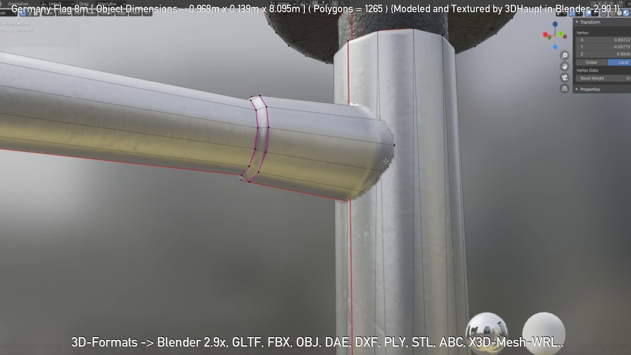 Germany Flag 8m Low-poly 3D model_116