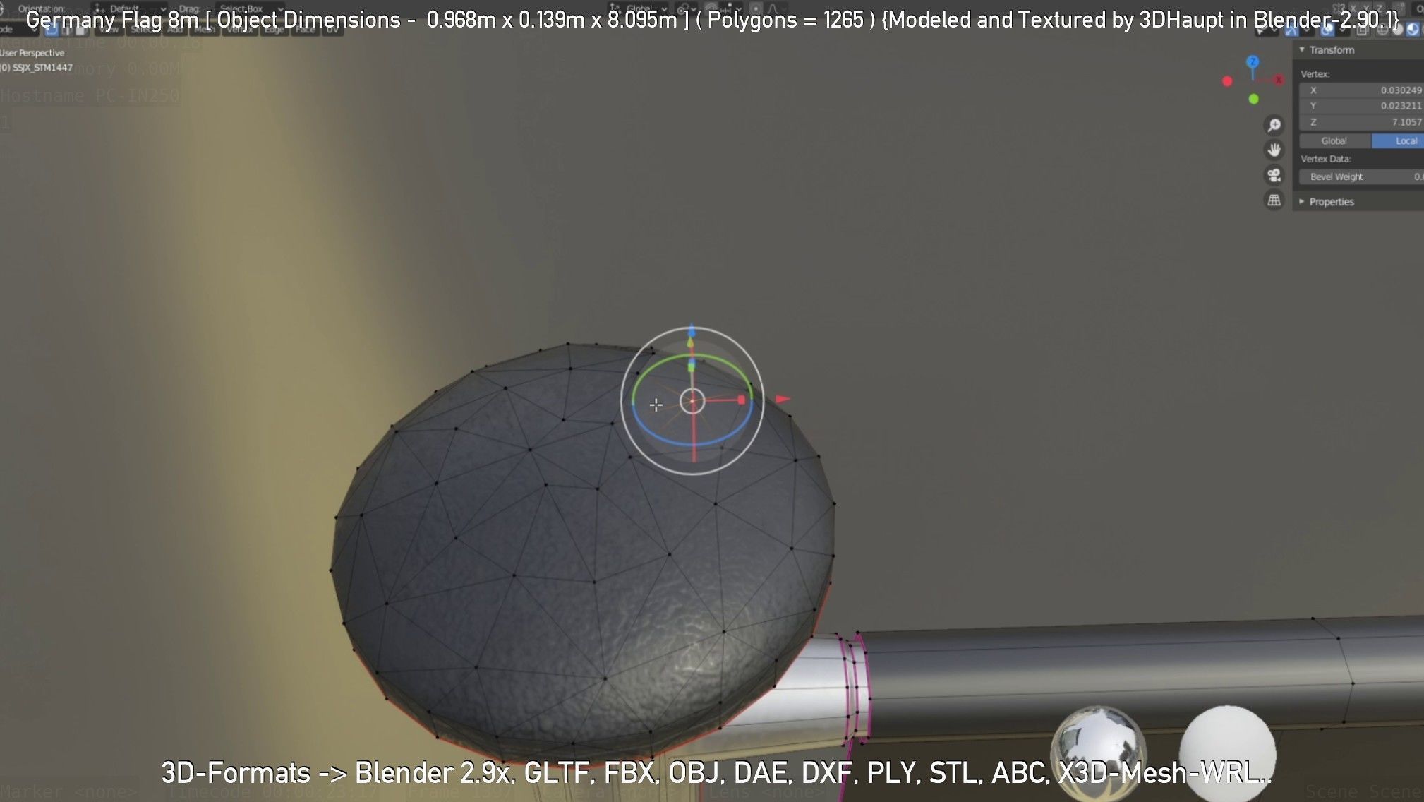 Germany Flag 8m Low-poly 3D model_24