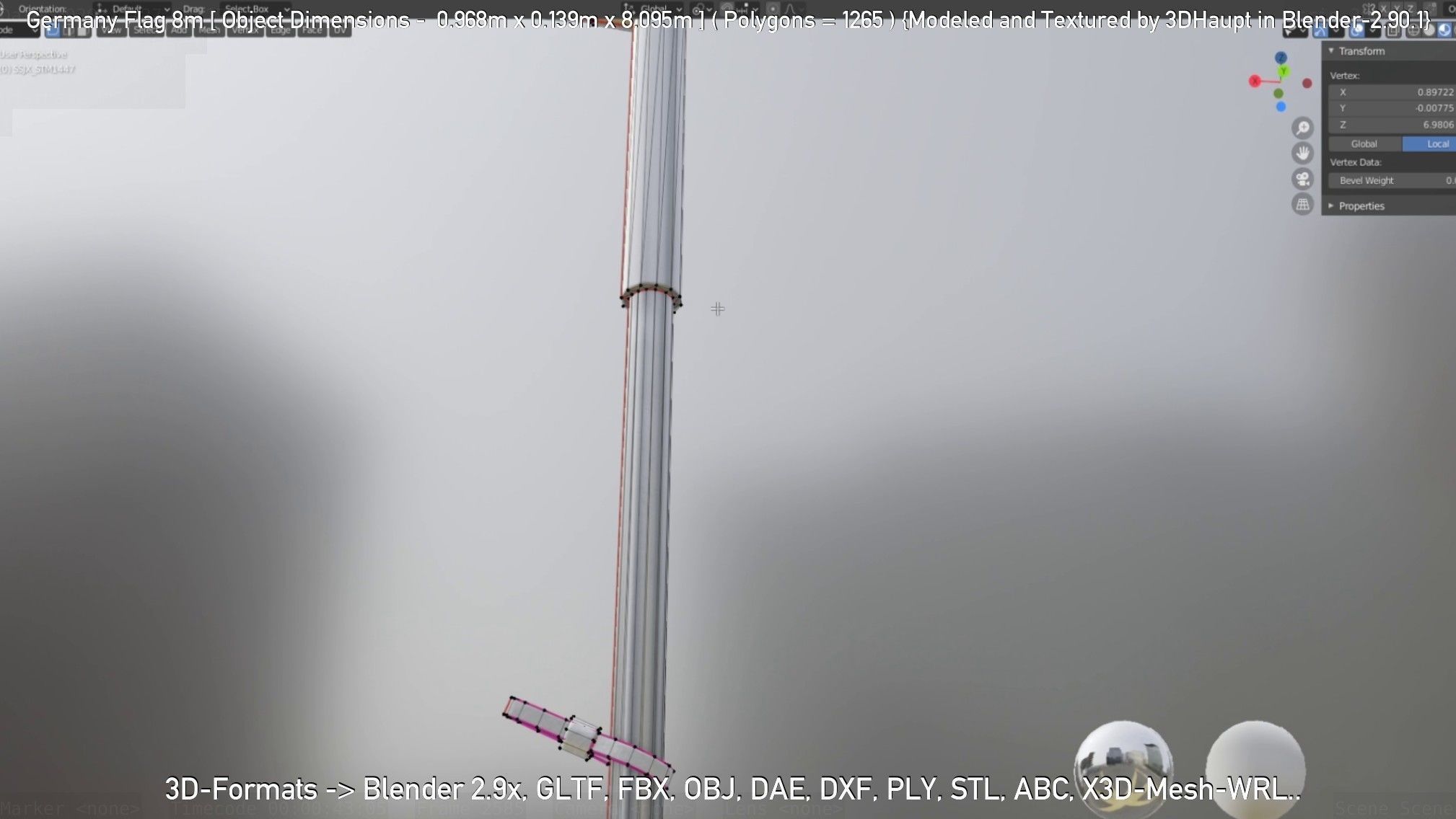 Germany Flag 8m Low-poly 3D model_53