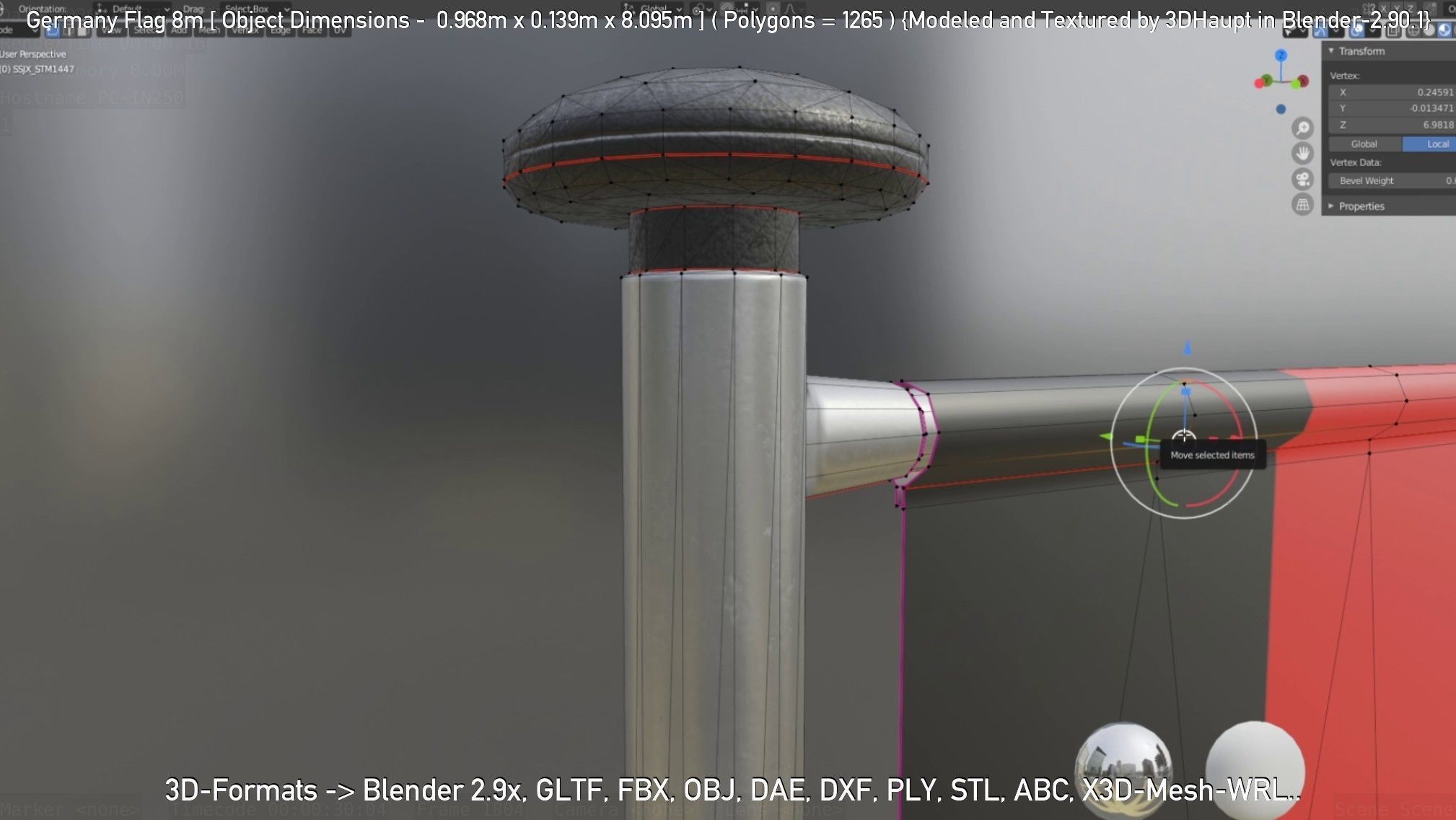 Germany Flag 8m Low-poly 3D model_5