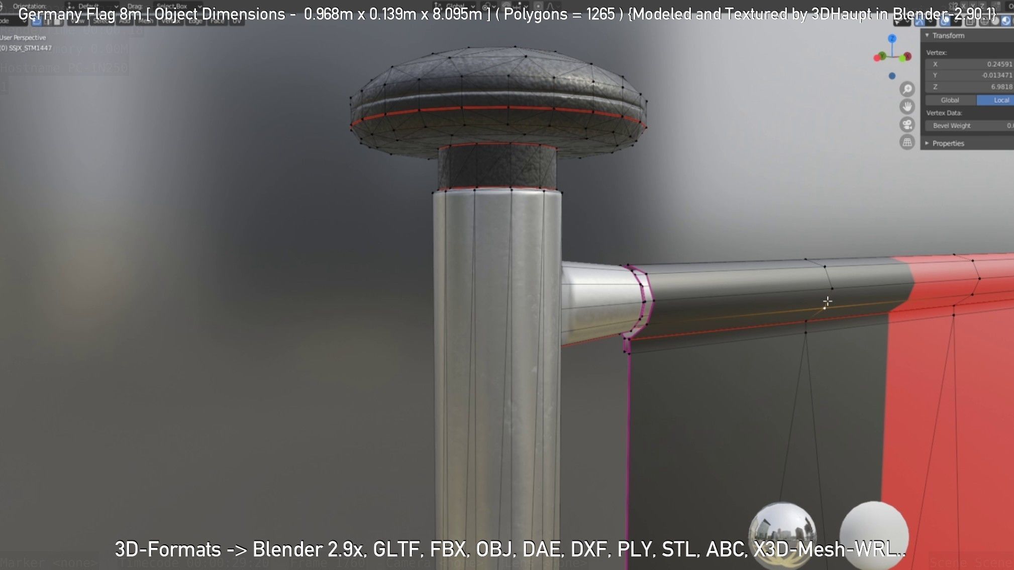 Germany Flag 8m Low-poly 3D model_4