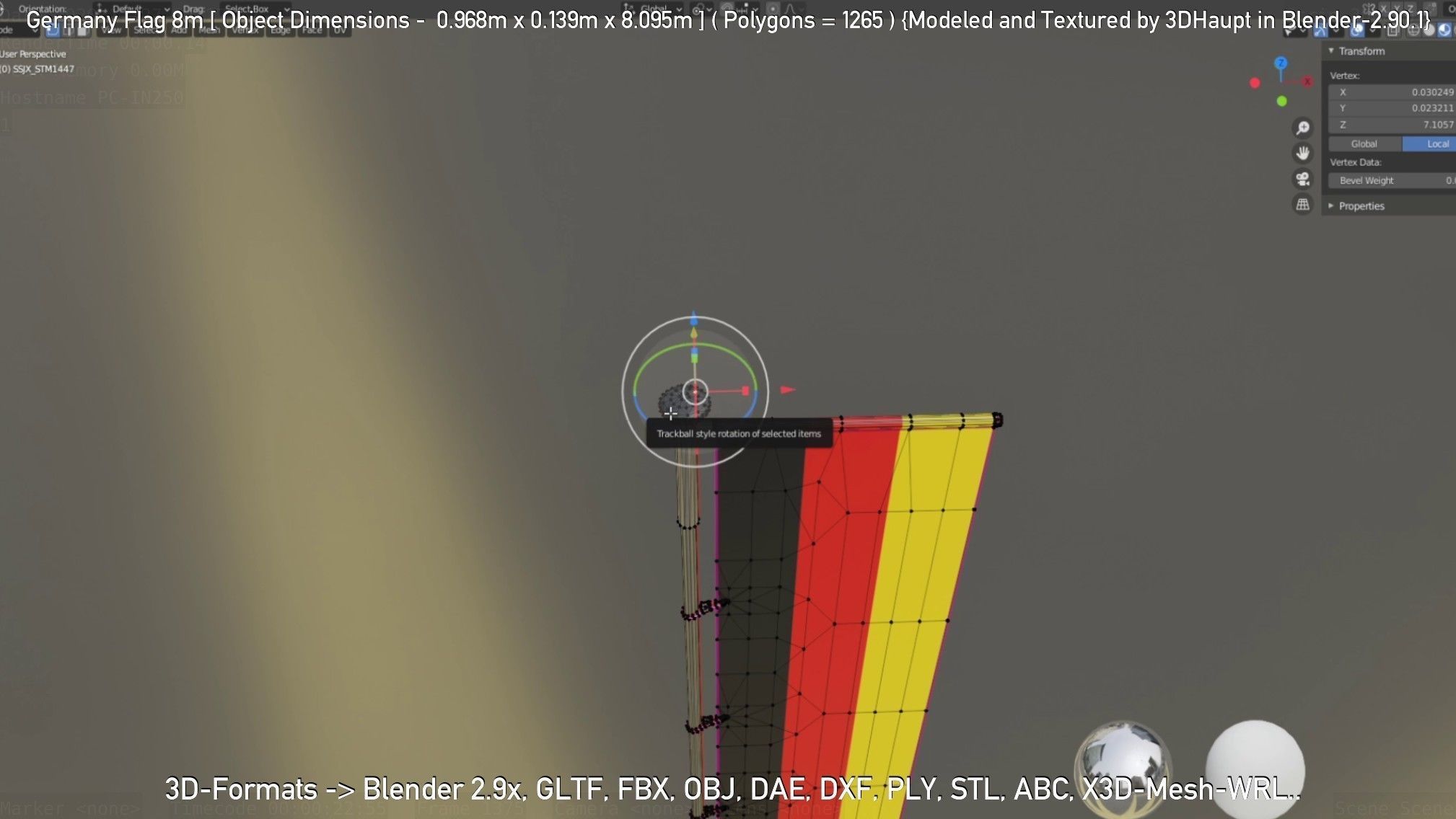 Germany Flag 8m Low-poly 3D model_35