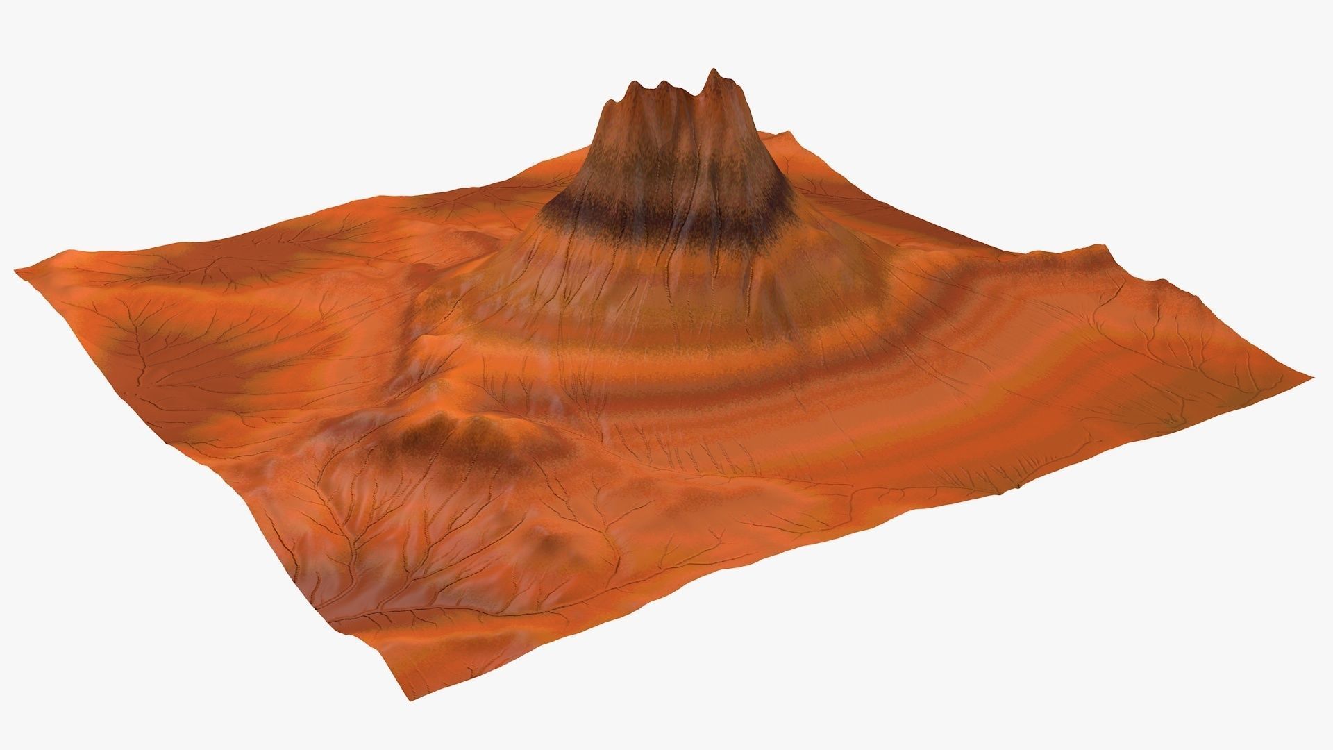 Mountain 3 made of orange paper 3D model_2