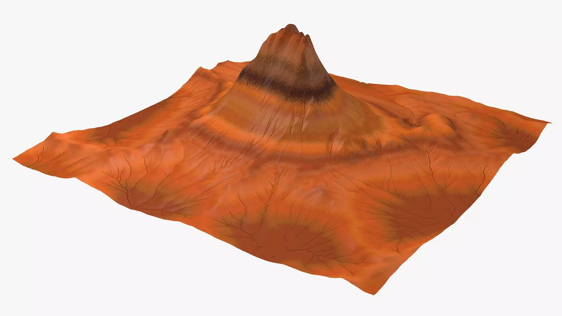 Mountain 3 made of orange paper 3D model_0