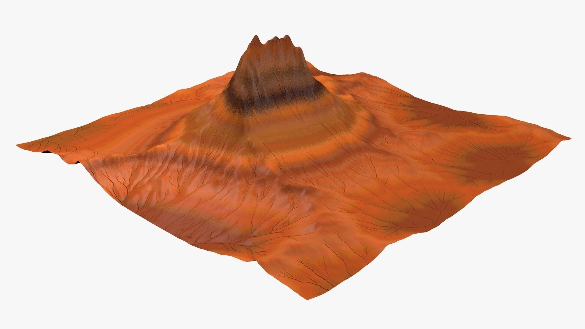 Mountain 3 made of orange paper 3D model_4