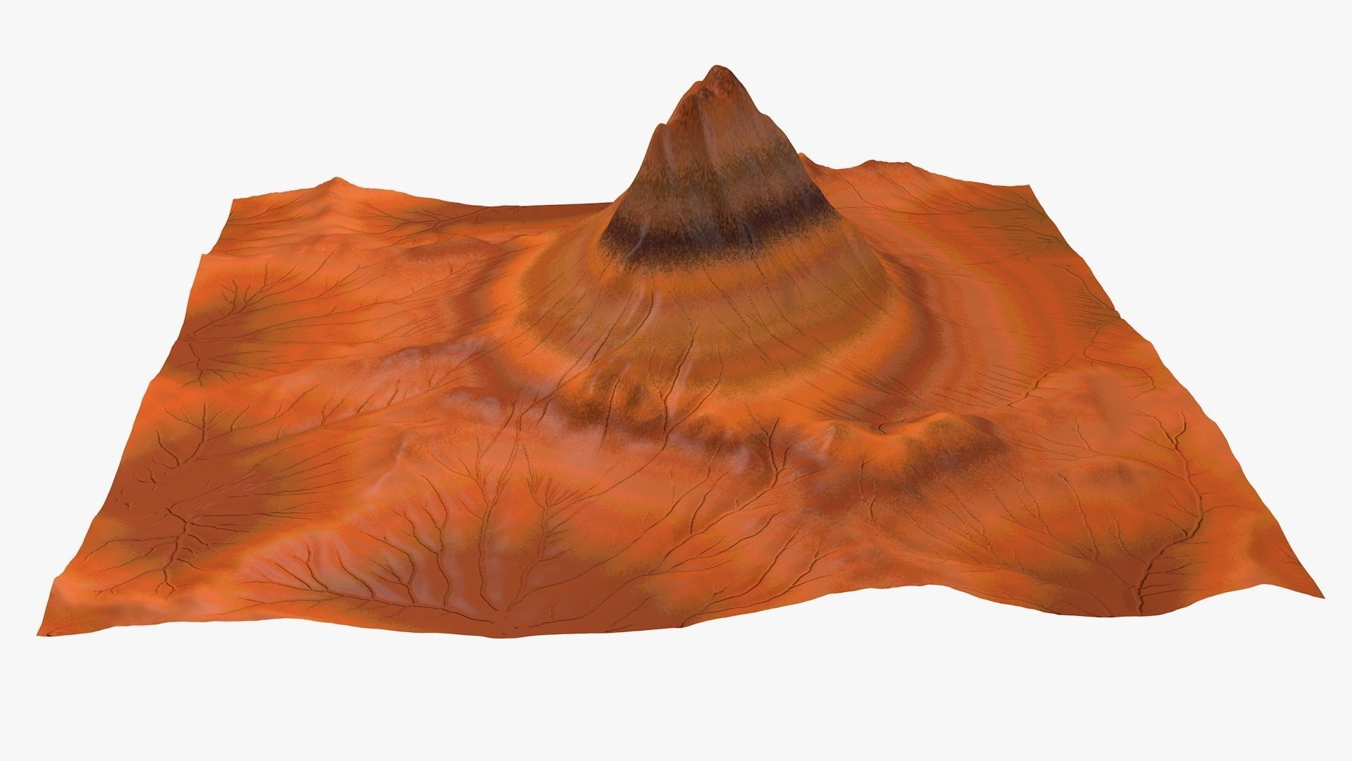 Mountain 3 made of orange paper 3D model_1