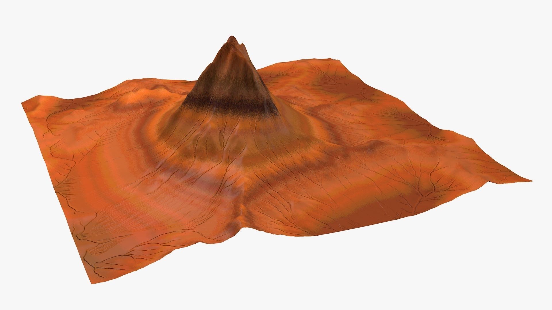 Mountain 3 made of orange paper 3D model_3
