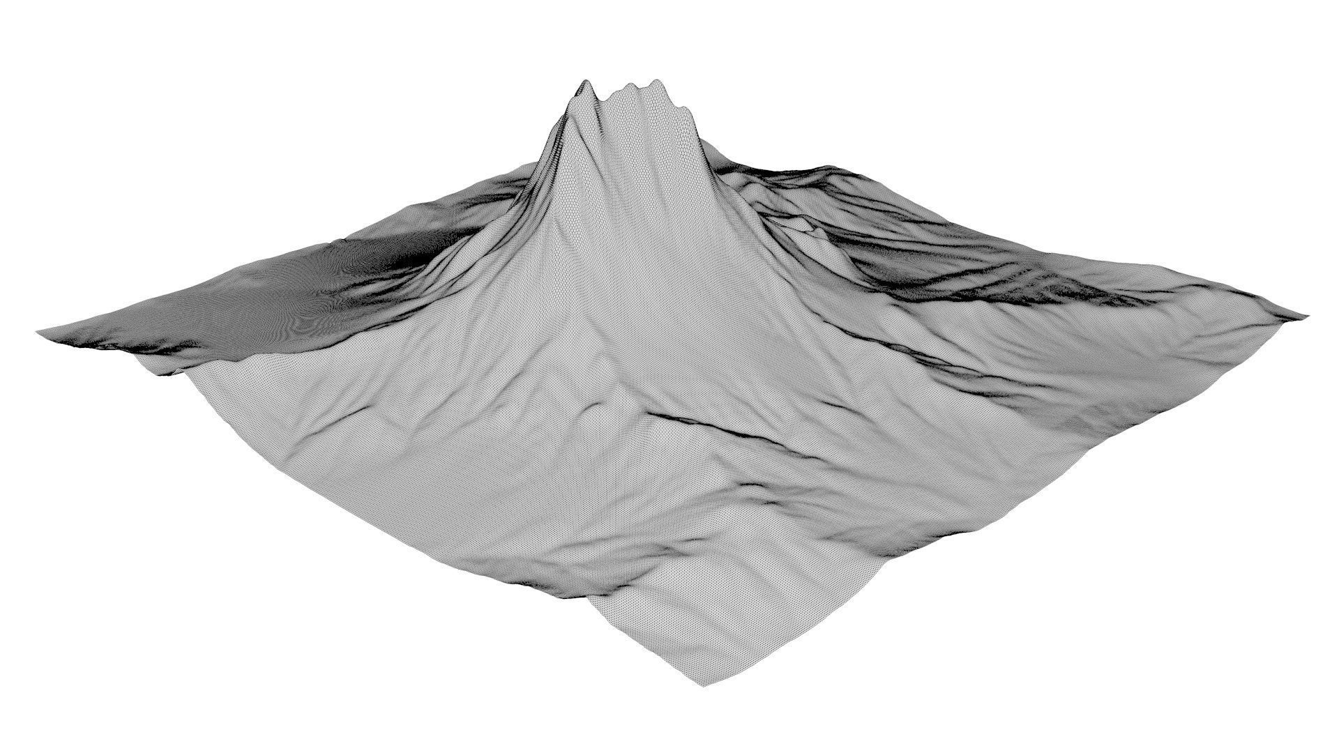 Mountain 3 made of orange paper 3D model_5