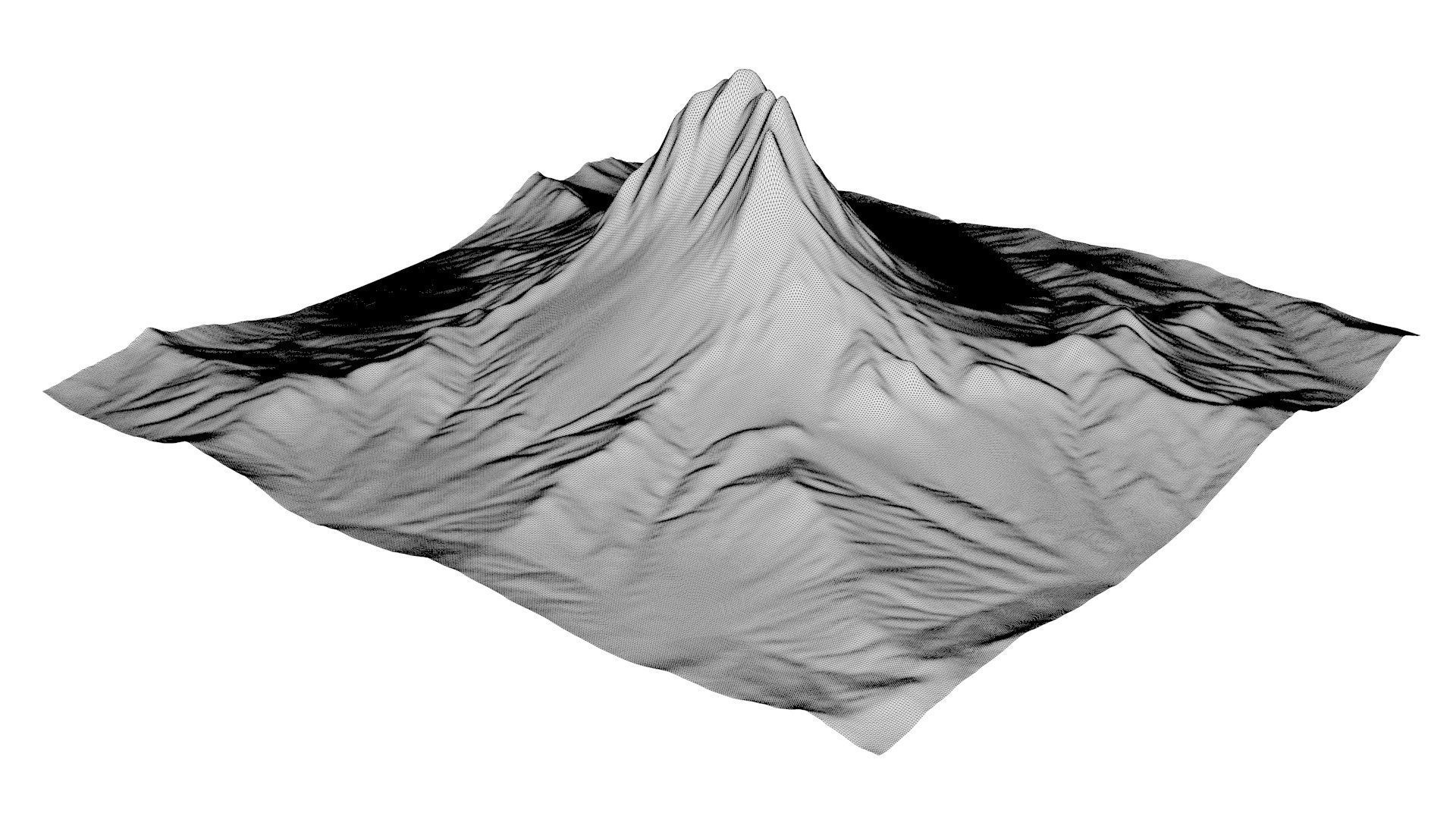 Mountain 3 made of orange paper 3D model_6