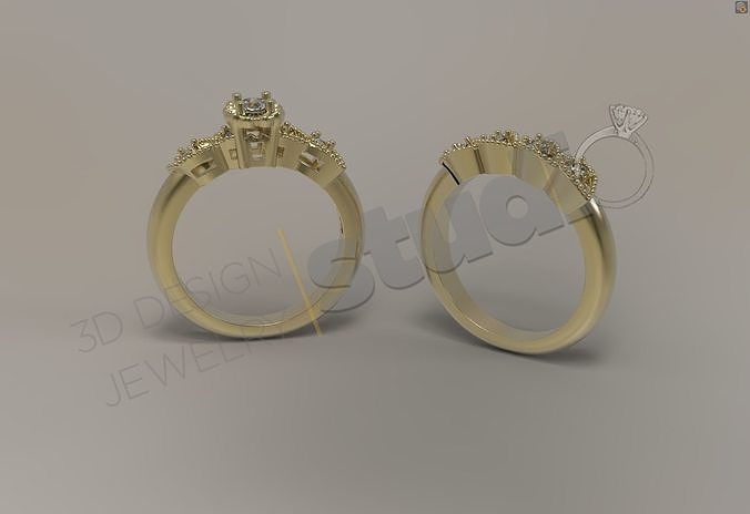 Luxury two similar leaf ring 3d model design 3D print model