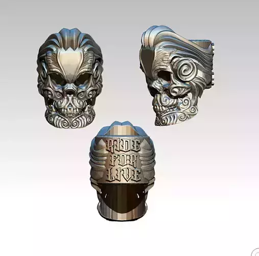 Unique Detailed Custom Skull Ring Biker King Chief Boss Badass 3D print model