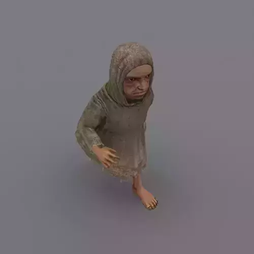 dwarf old man in robe Low-poly 3D model
