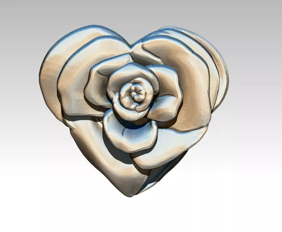 Heart Love Rose Flower Symbol Sing Symbol Jewel Pendant 3D print model