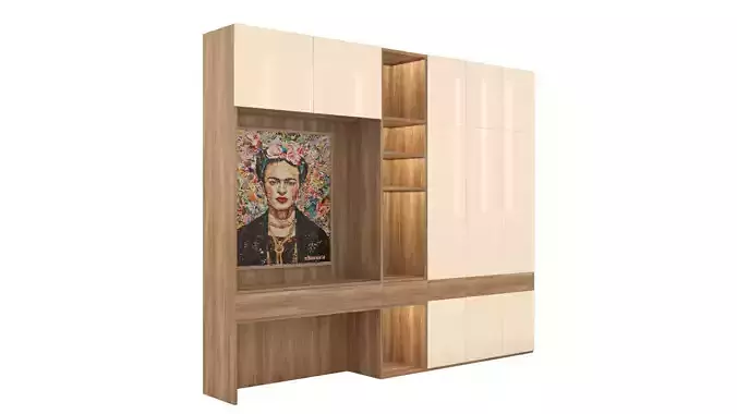 wardrobe wooden cabinet with painting