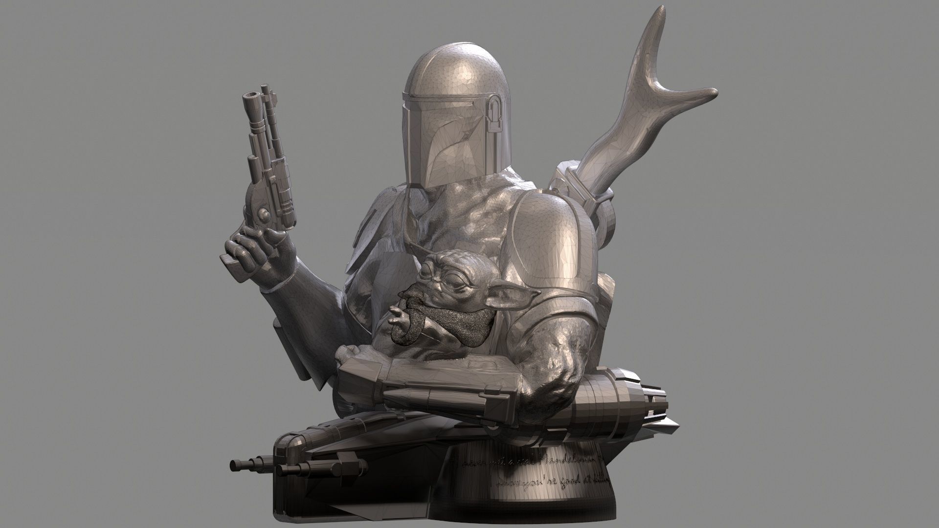 BABY YODA and The MANDALORIAN Bust 3D print model_10