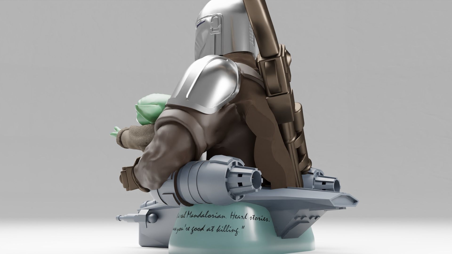 BABY YODA and The MANDALORIAN Bust 3D print model_22