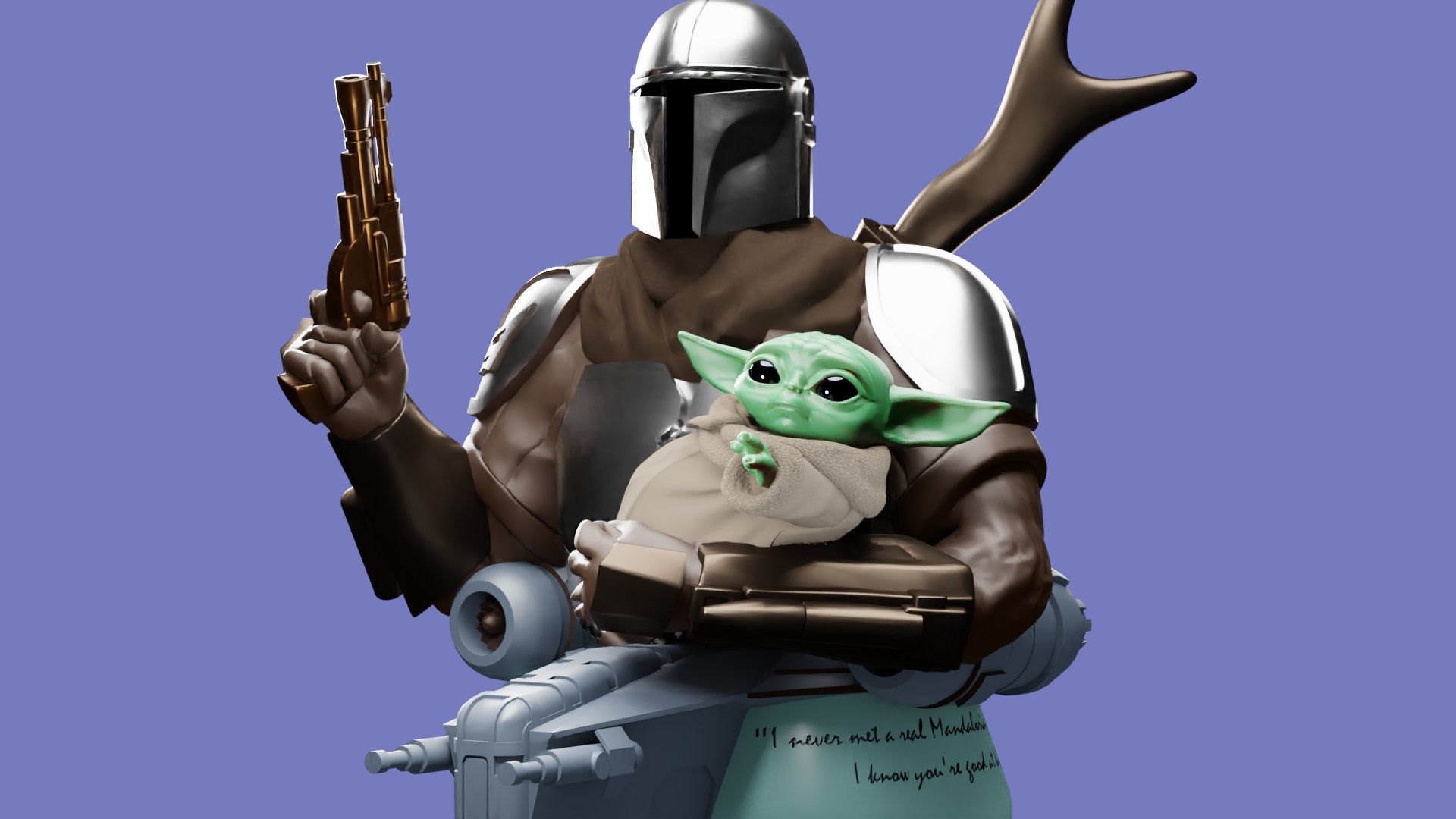 BABY YODA and The MANDALORIAN Bust 3D print model_25