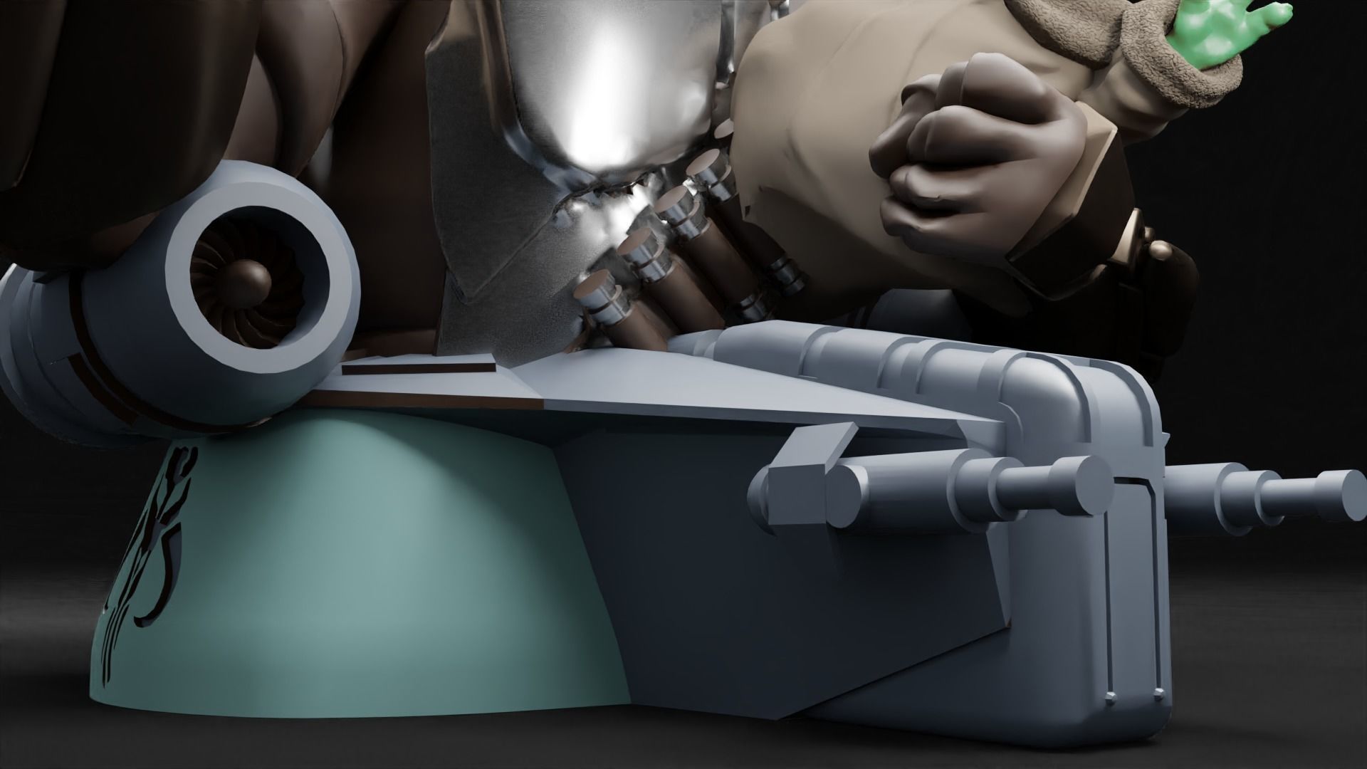 BABY YODA and The MANDALORIAN Bust 3D print model_6