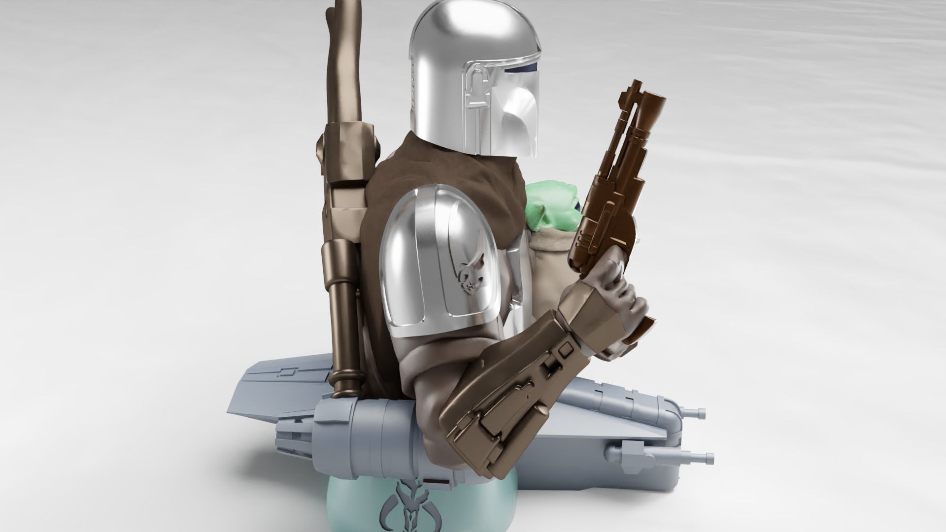 BABY YODA and The MANDALORIAN Bust 3D print model_23