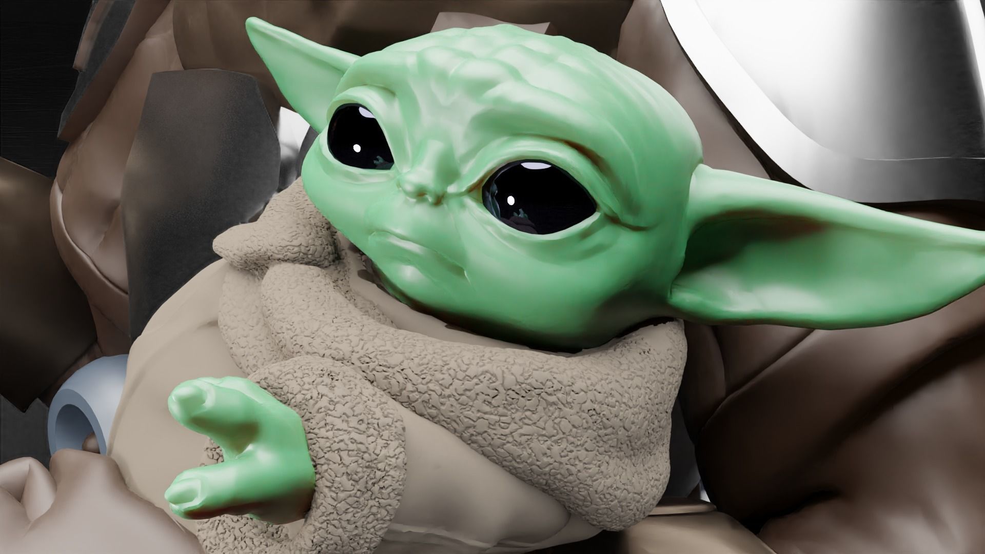 BABY YODA and The MANDALORIAN Bust 3D print model_1