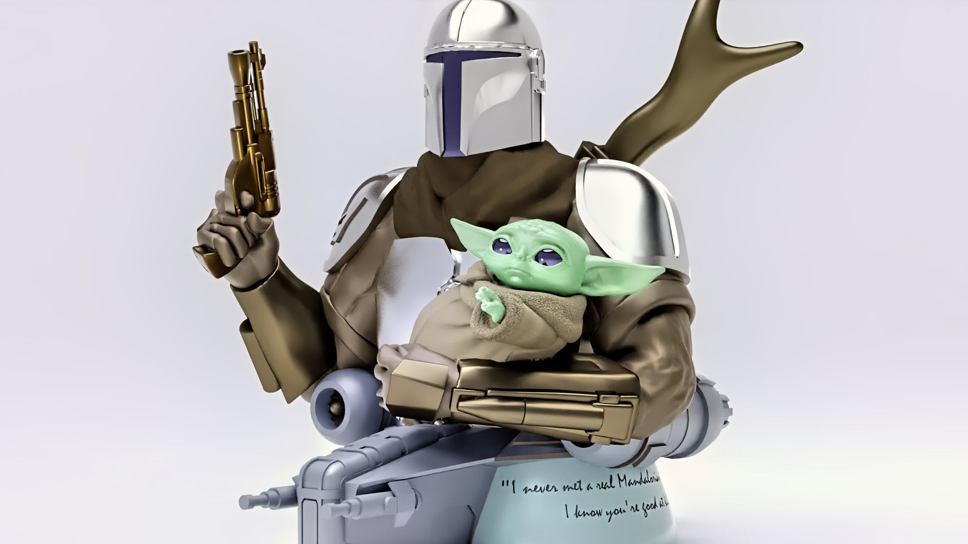 BABY YODA and The MANDALORIAN Bust 3D print model_3