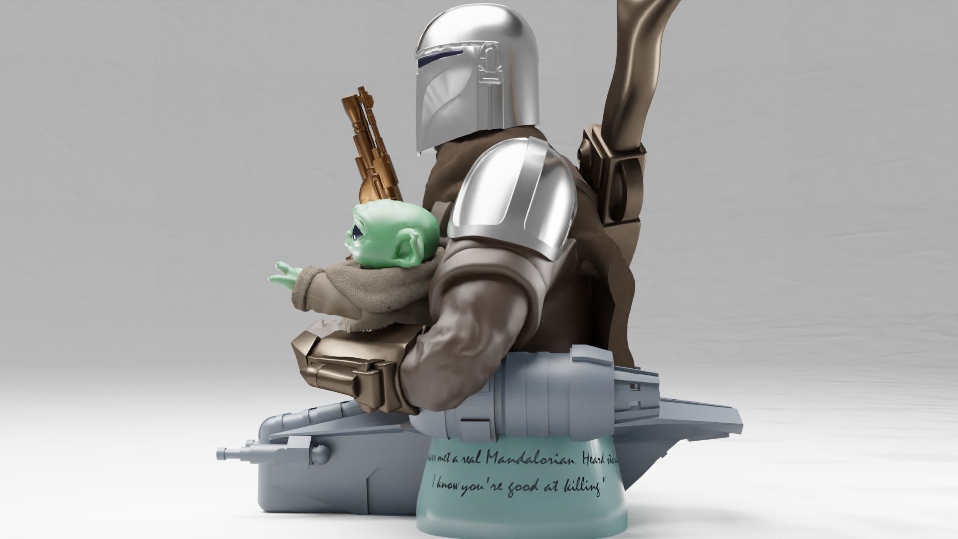 BABY YODA and The MANDALORIAN Bust 3D print model_15