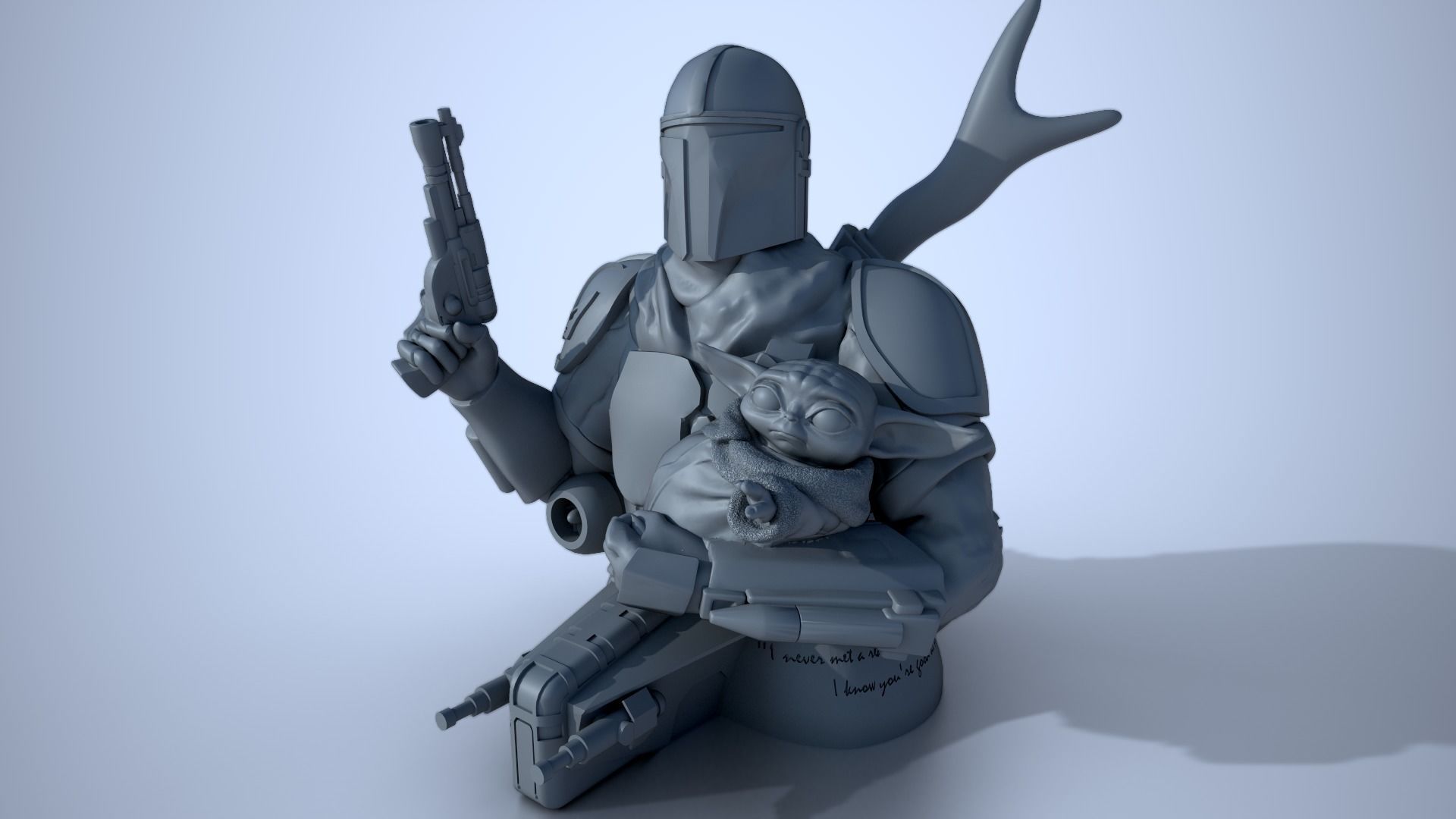 BABY YODA and The MANDALORIAN Bust 3D print model_8