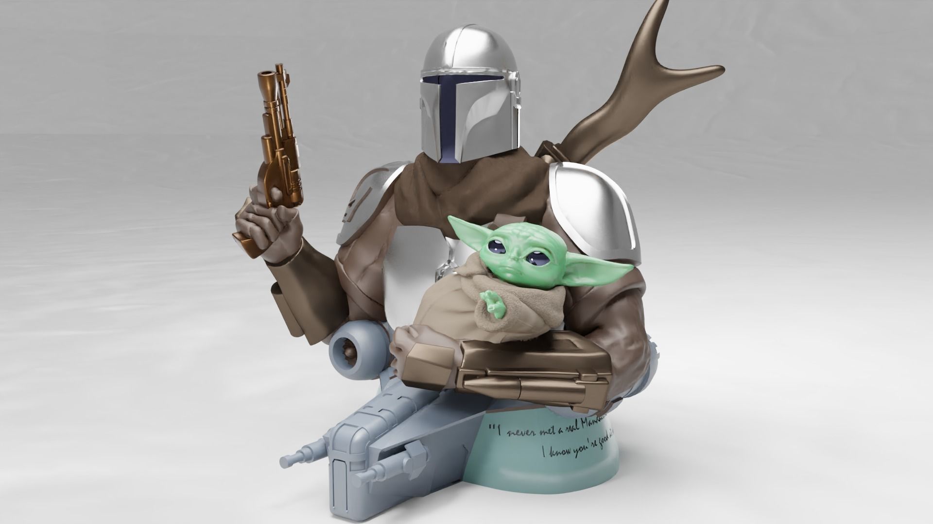 BABY YODA and The MANDALORIAN Bust 3D print model_17