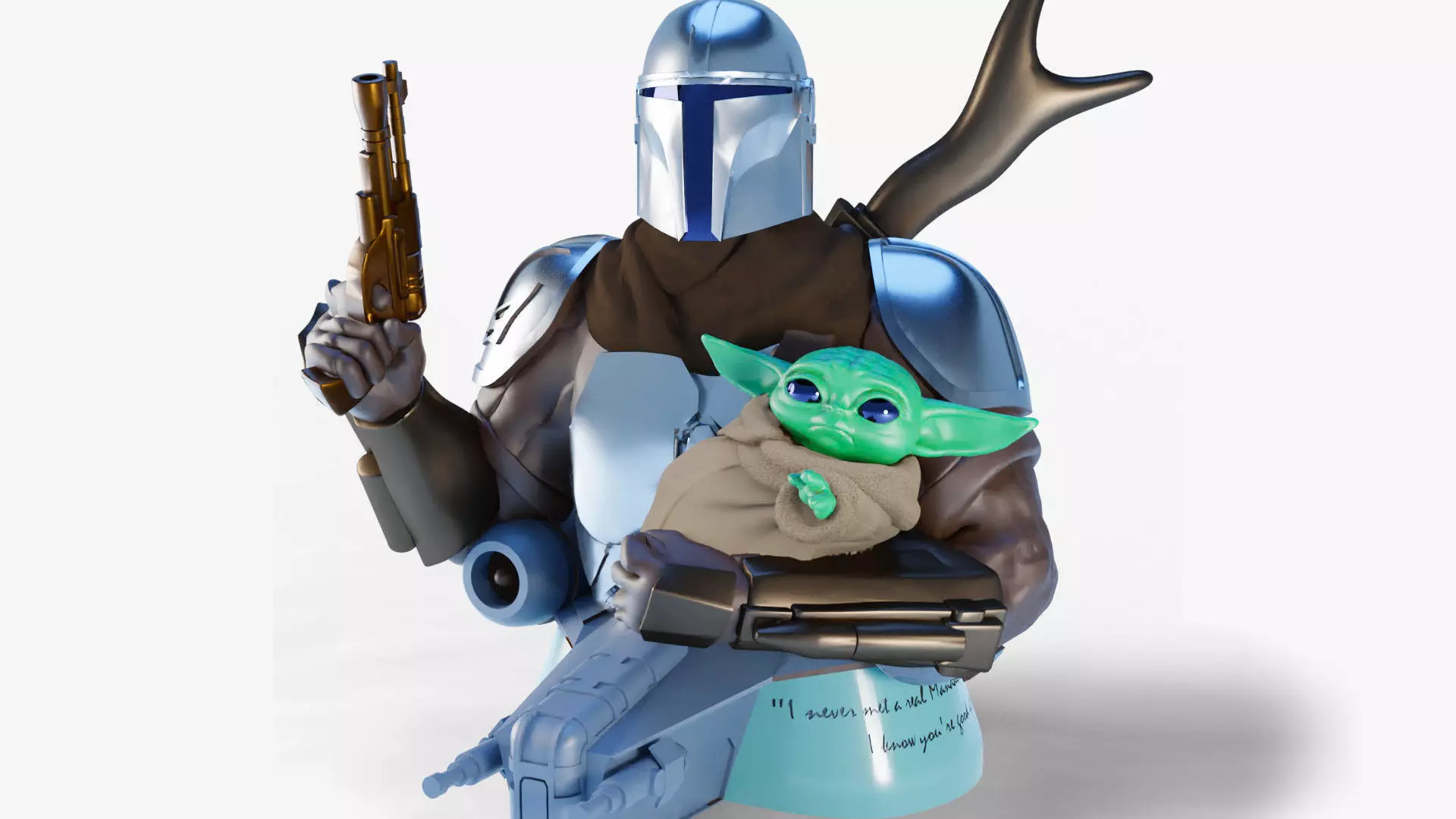 BABY YODA and The MANDALORIAN Bust 3D print model_0